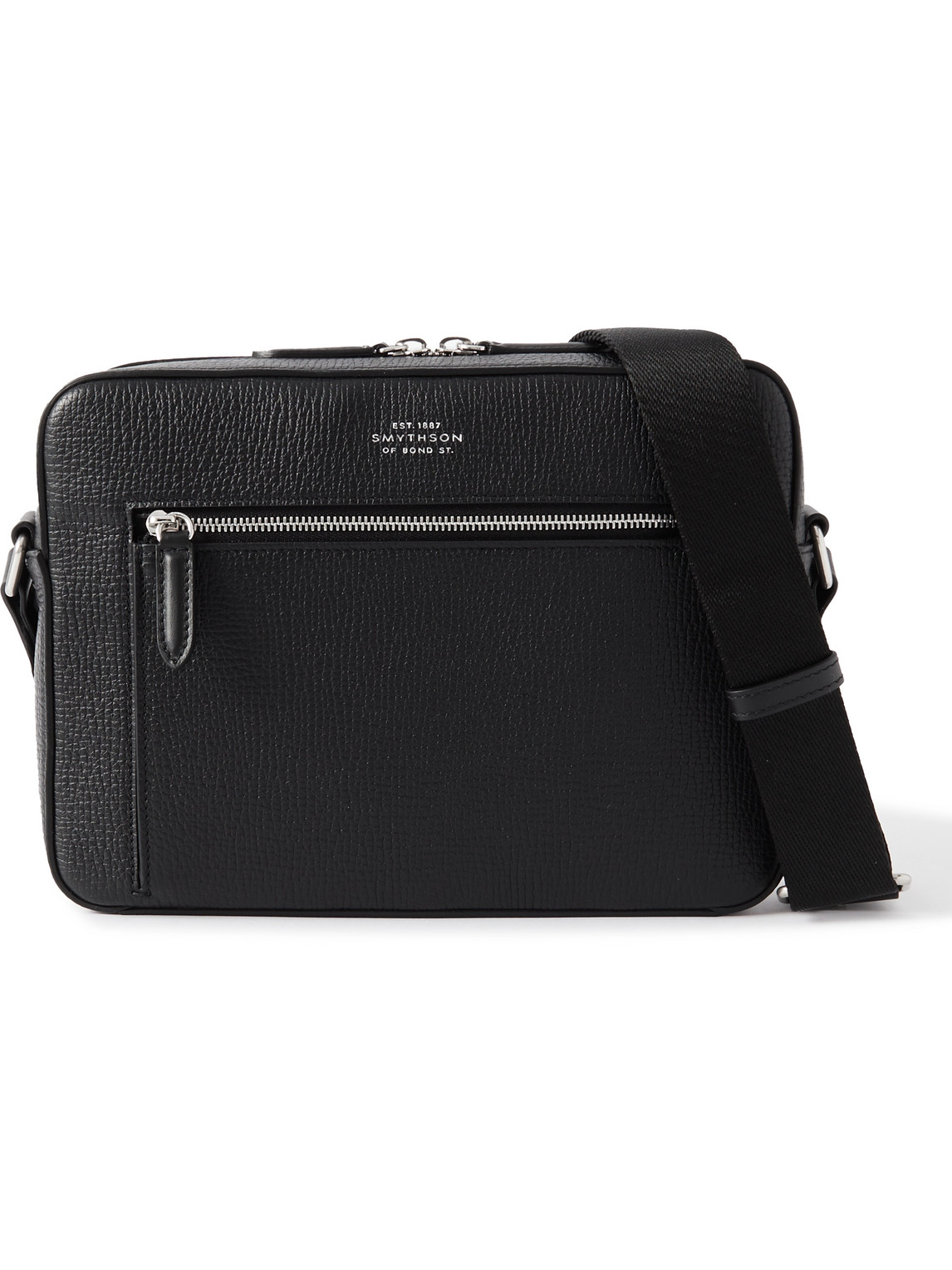 Smythson Zip Crossbody Bag In Ludlow In Black