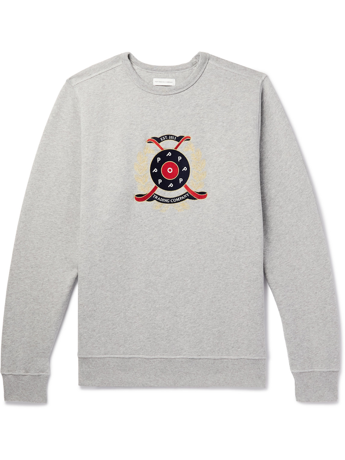 Pop Trading Company LOGO-EMBROIDERED COTTON-BLEND JERSEY SWEATSHIRT