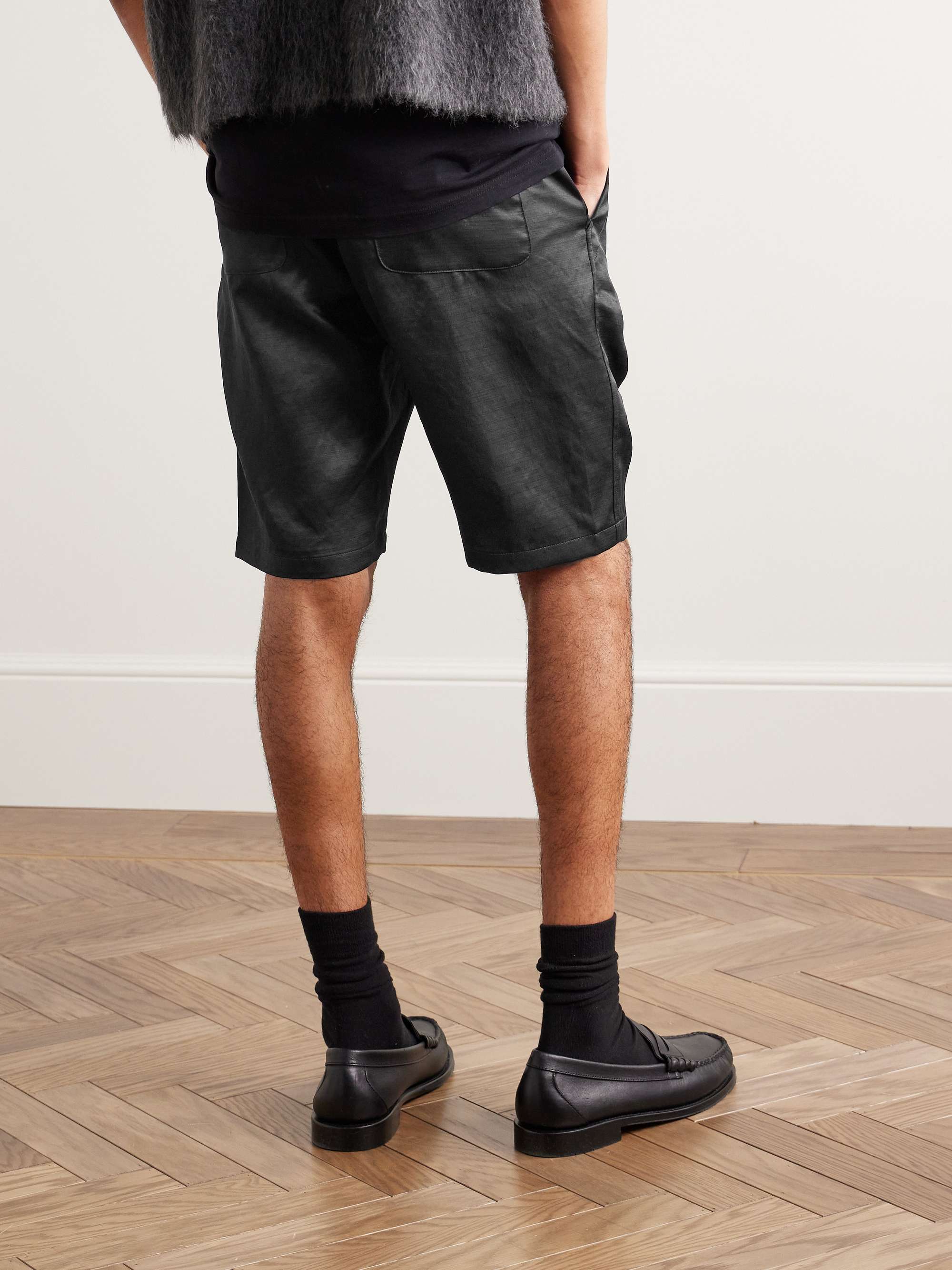 NEEDLES String Cowboy Straight-Leg Logo-Embroidered Sateen Drawstring Shorts