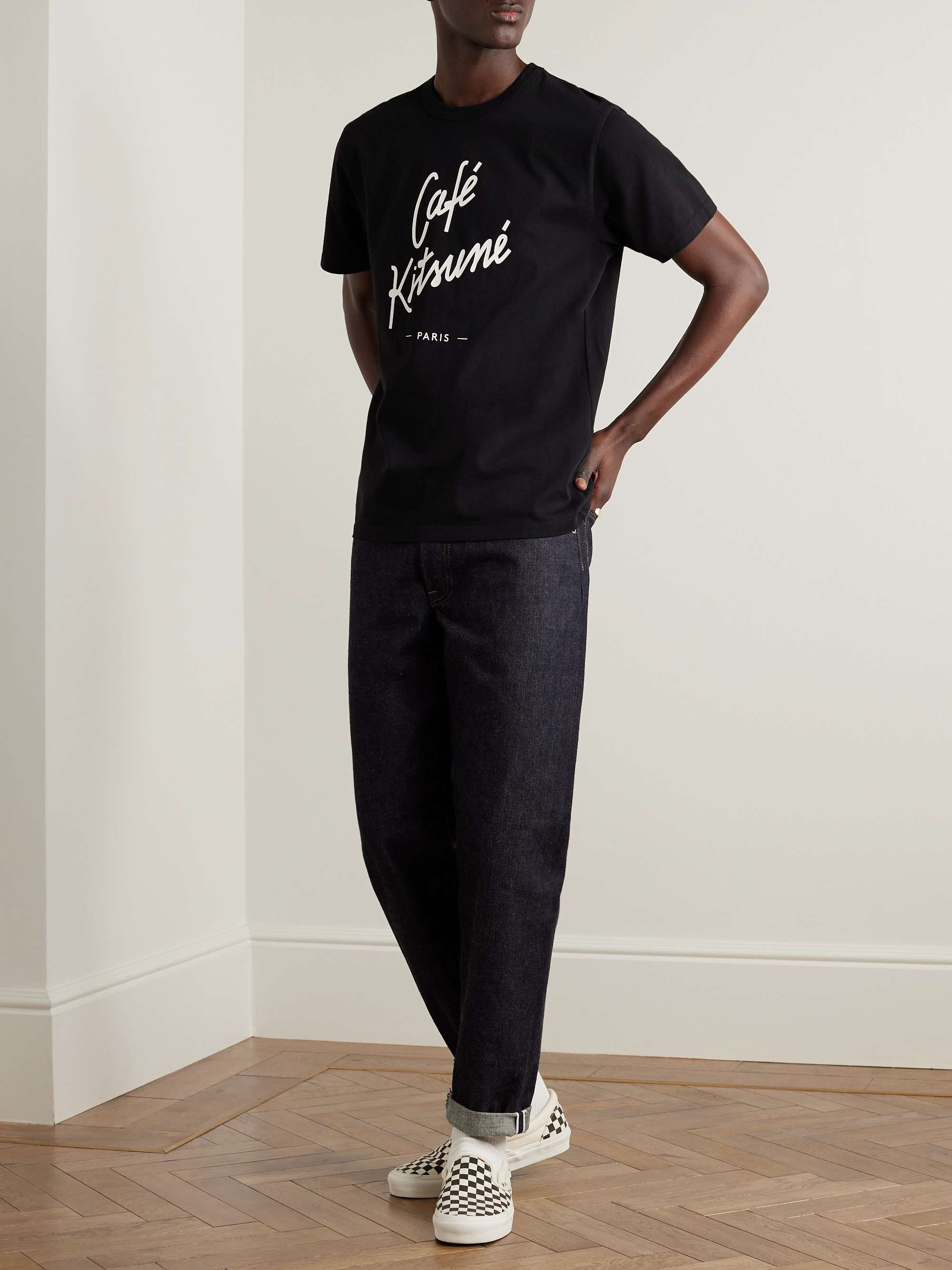 CAFÉ KITSUNÉ Logo-Print Cotton-Jersey T-Shirt