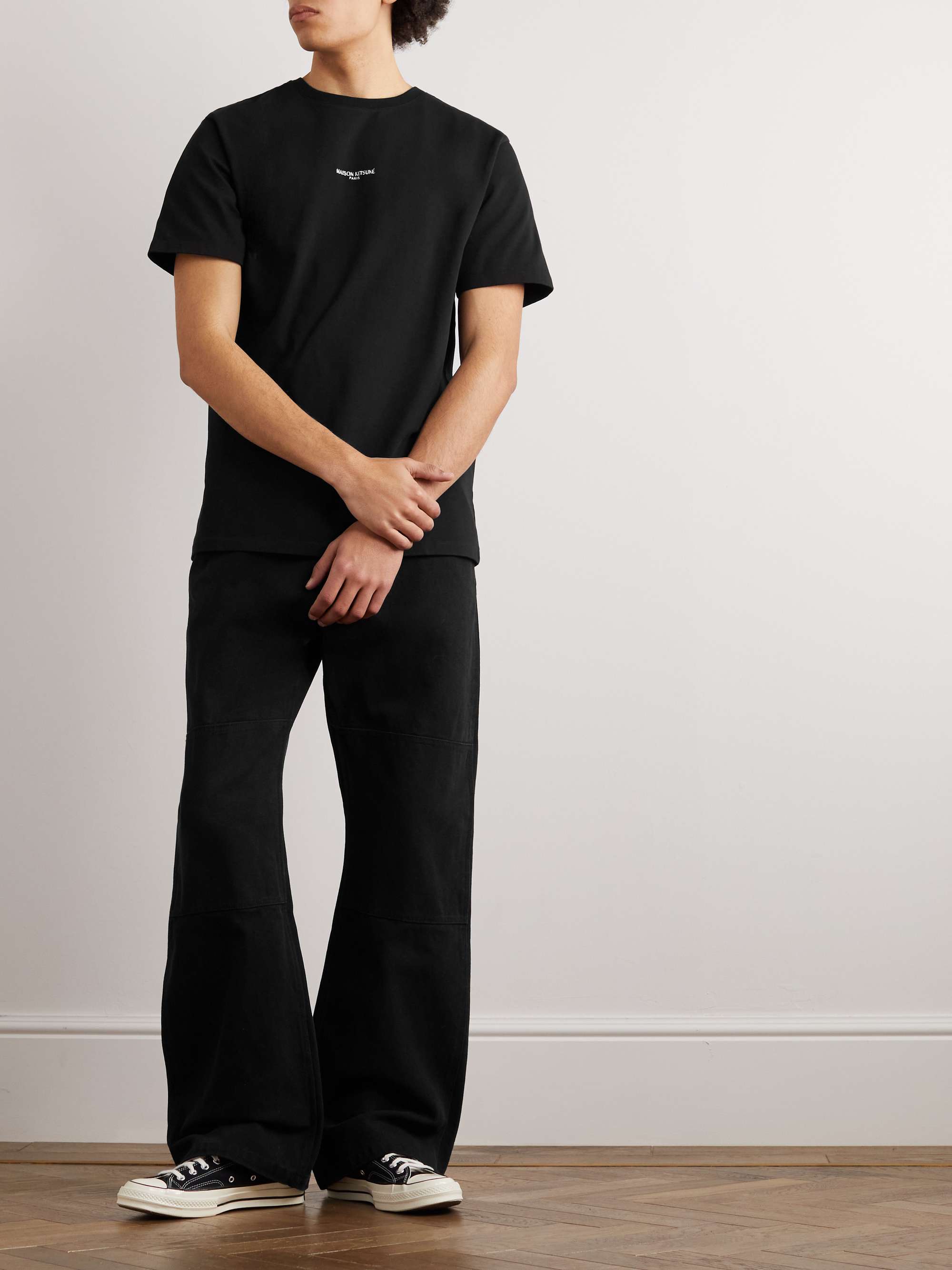MAISON KITSUNÉ Logo-Embroidered Cotton-Jersey T-Shirt