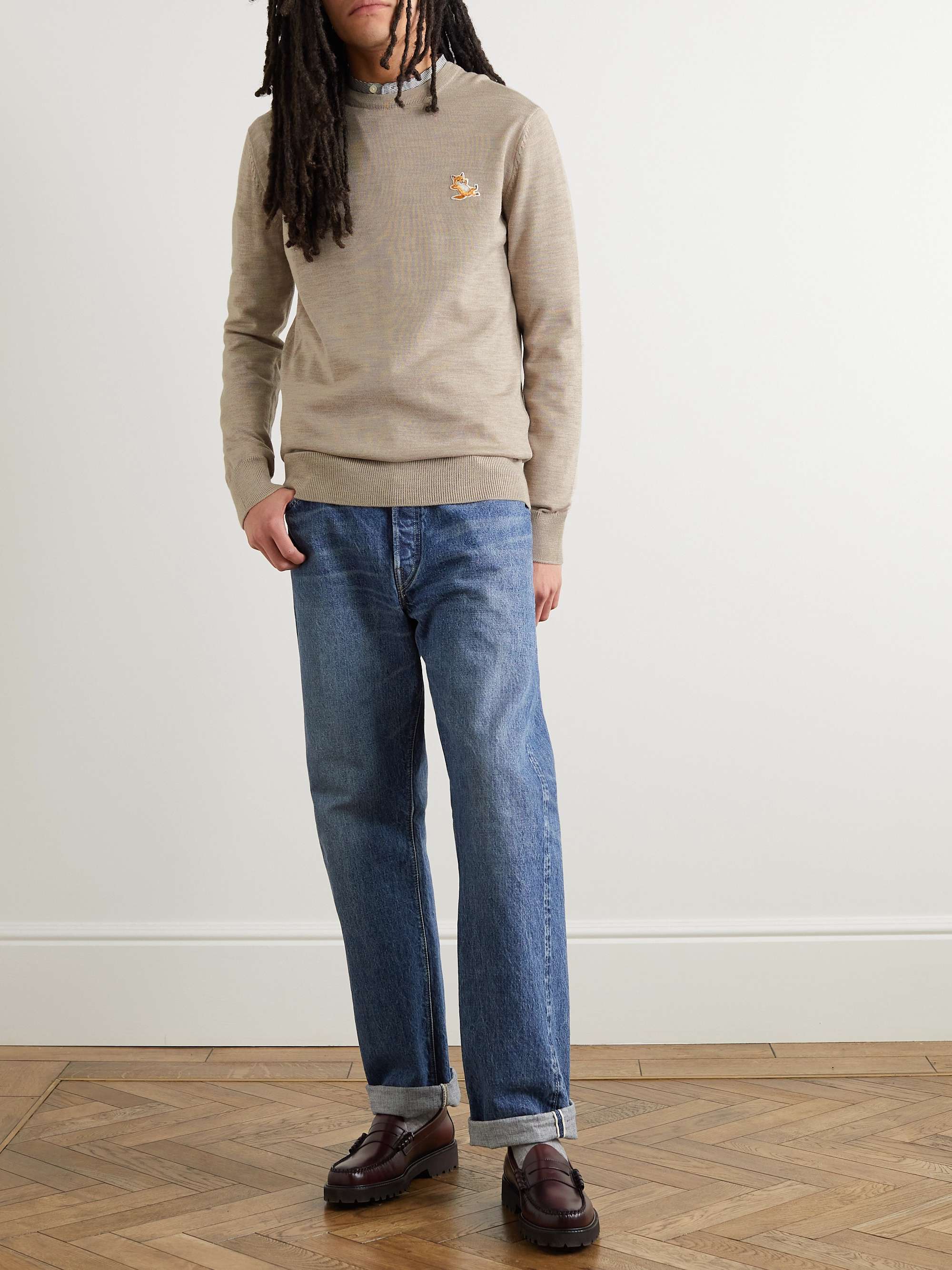 MAISON KITSUNÉ Logo-Appliquéd Wool Sweater