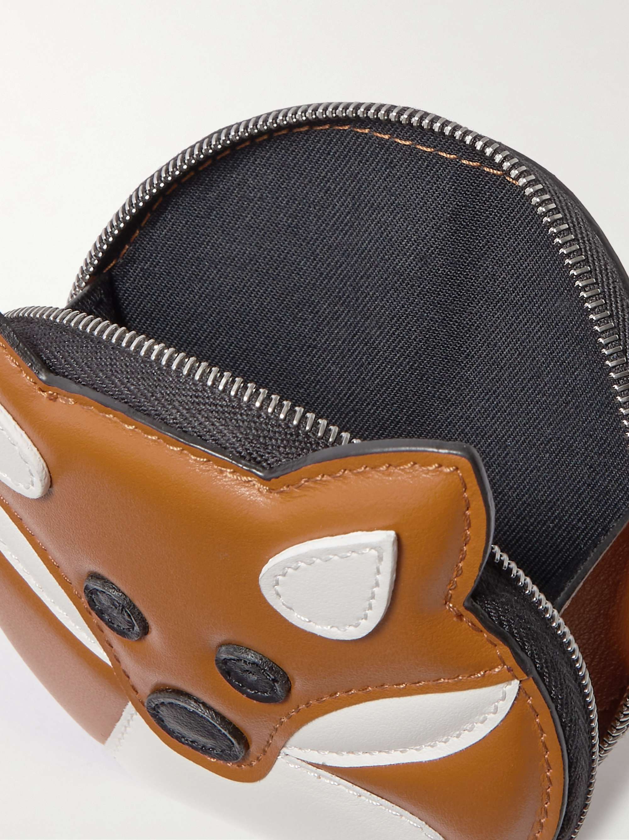 MAISON KITSUNÉ Appliquéd Leather Zip-Around Coin Wallet