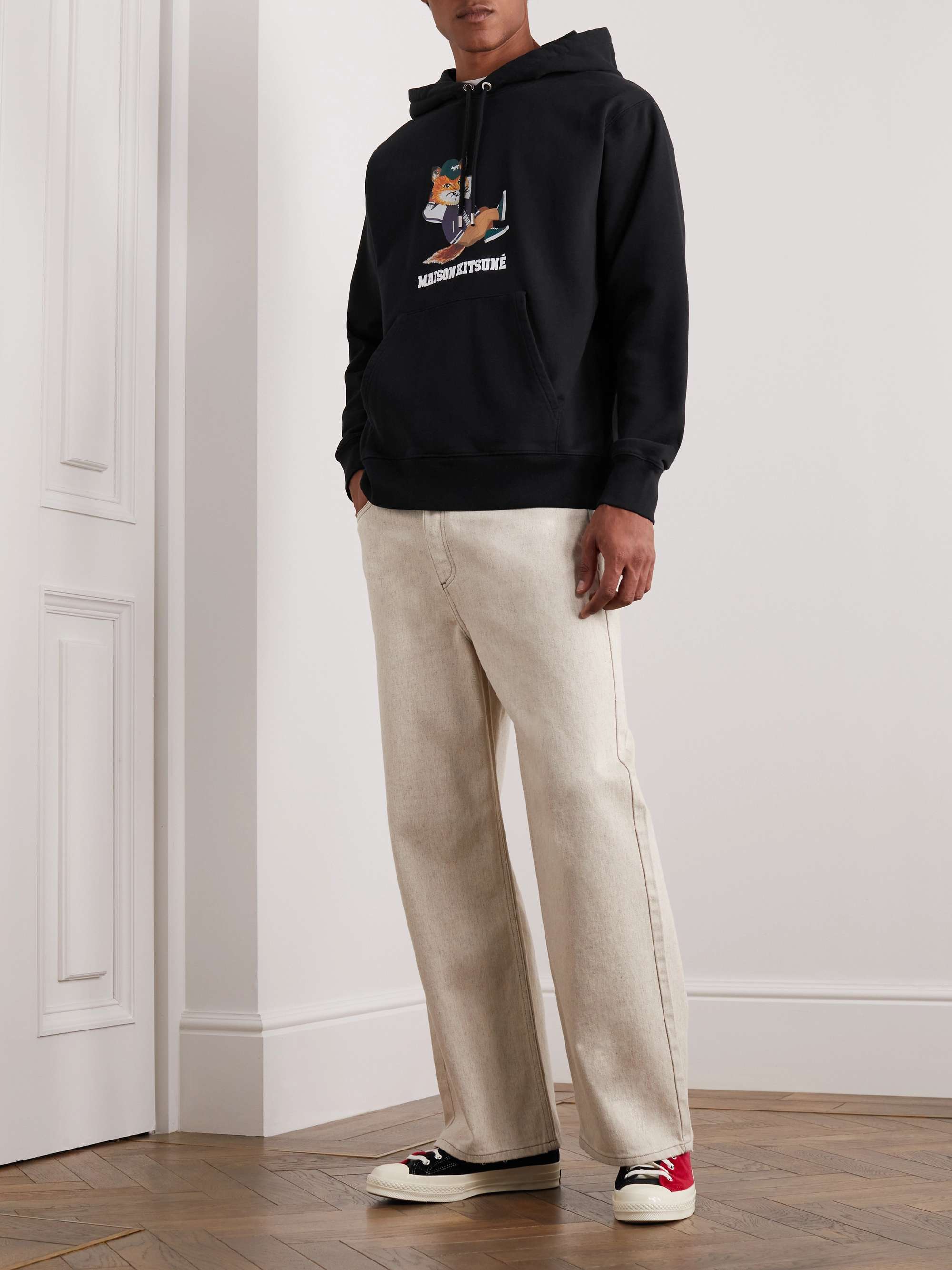 MAISON KITSUNÉ Logo-Print Cotton-Jersey Hoodie
