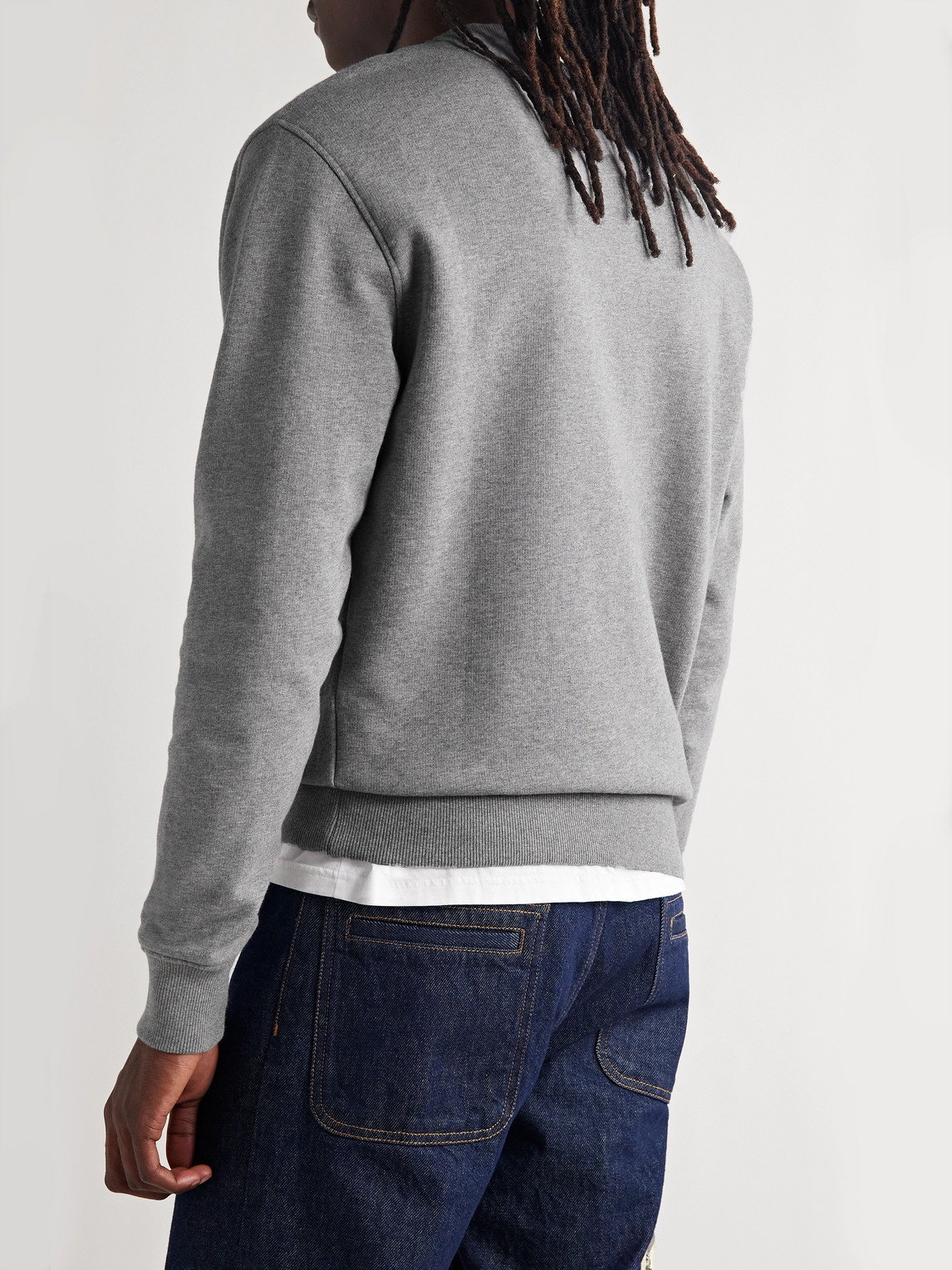 Shop Ami Alexandre Mattiussi Logo-embroidered Cotton-jersey Sweatshirt In Gray