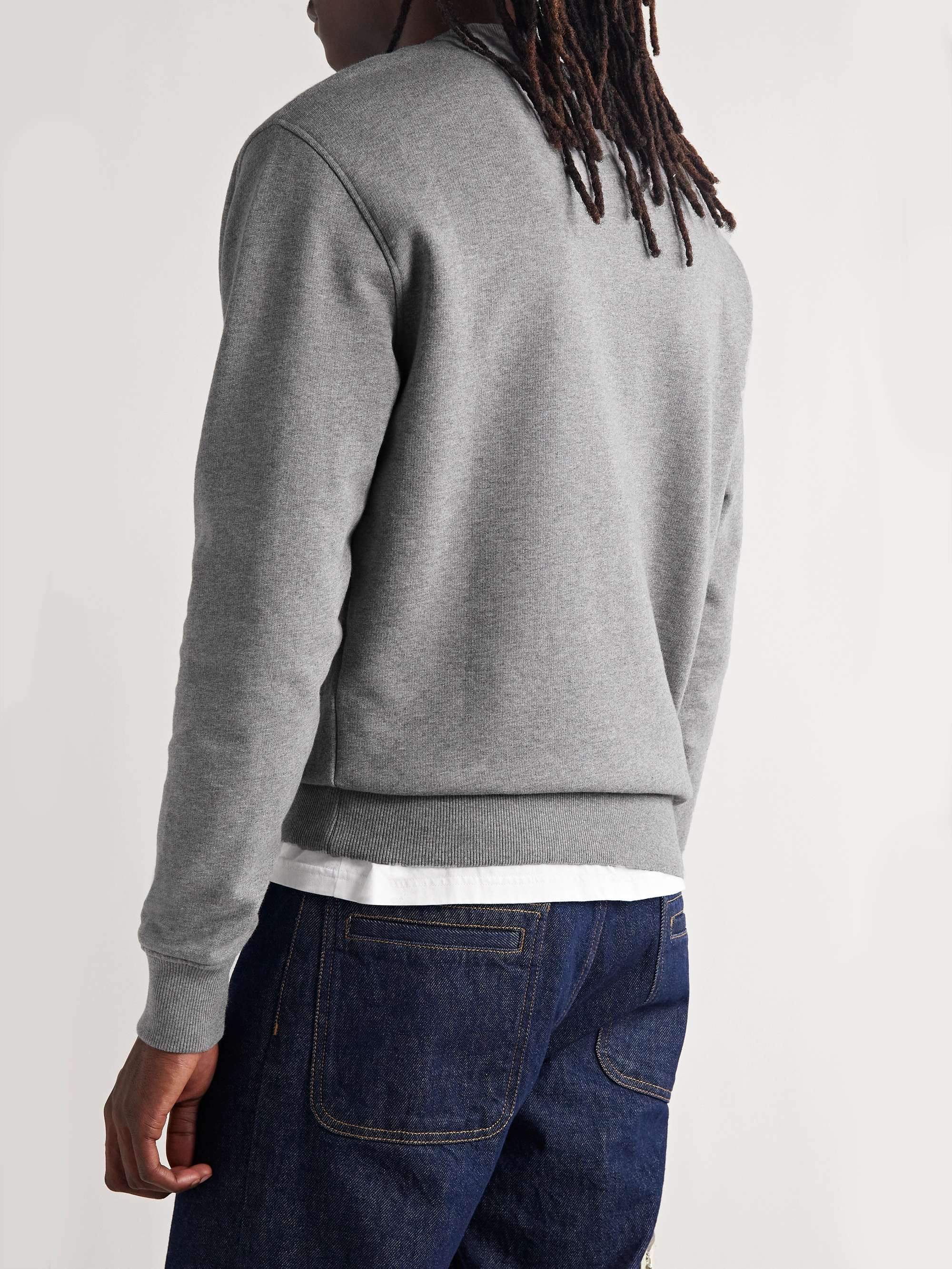 AMI PARIS Logo-Embroidered Cotton-Jersey Sweatshirt