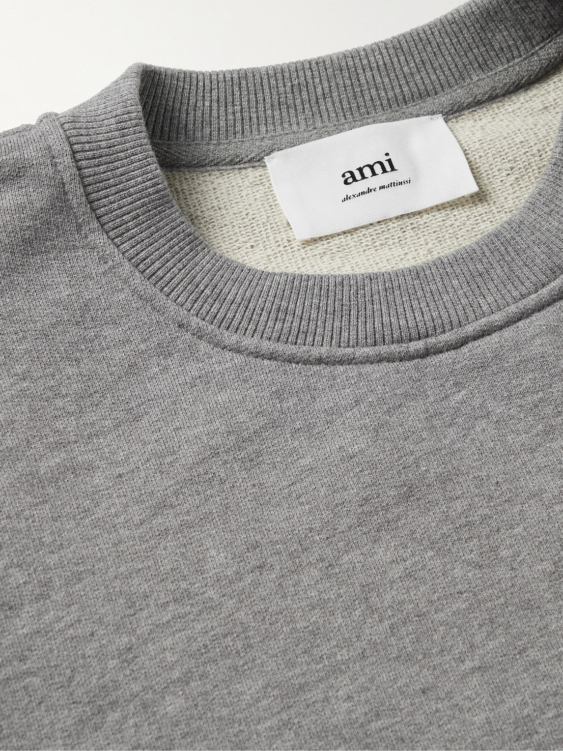 Shop Ami Alexandre Mattiussi Logo-embroidered Cotton-jersey Sweatshirt In Gray