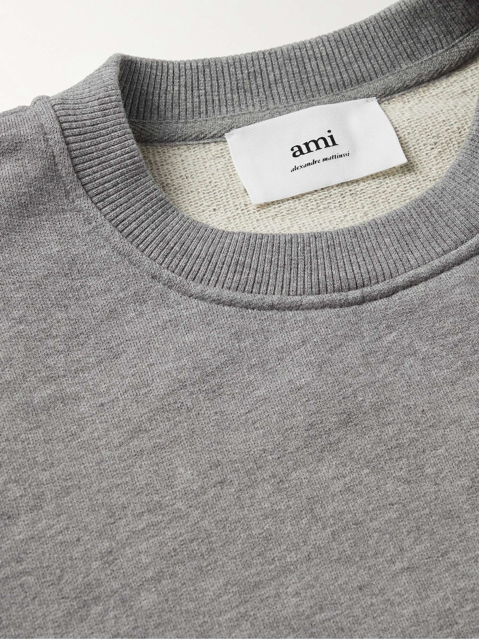 AMI PARIS Logo-Embroidered Cotton-Jersey Sweatshirt