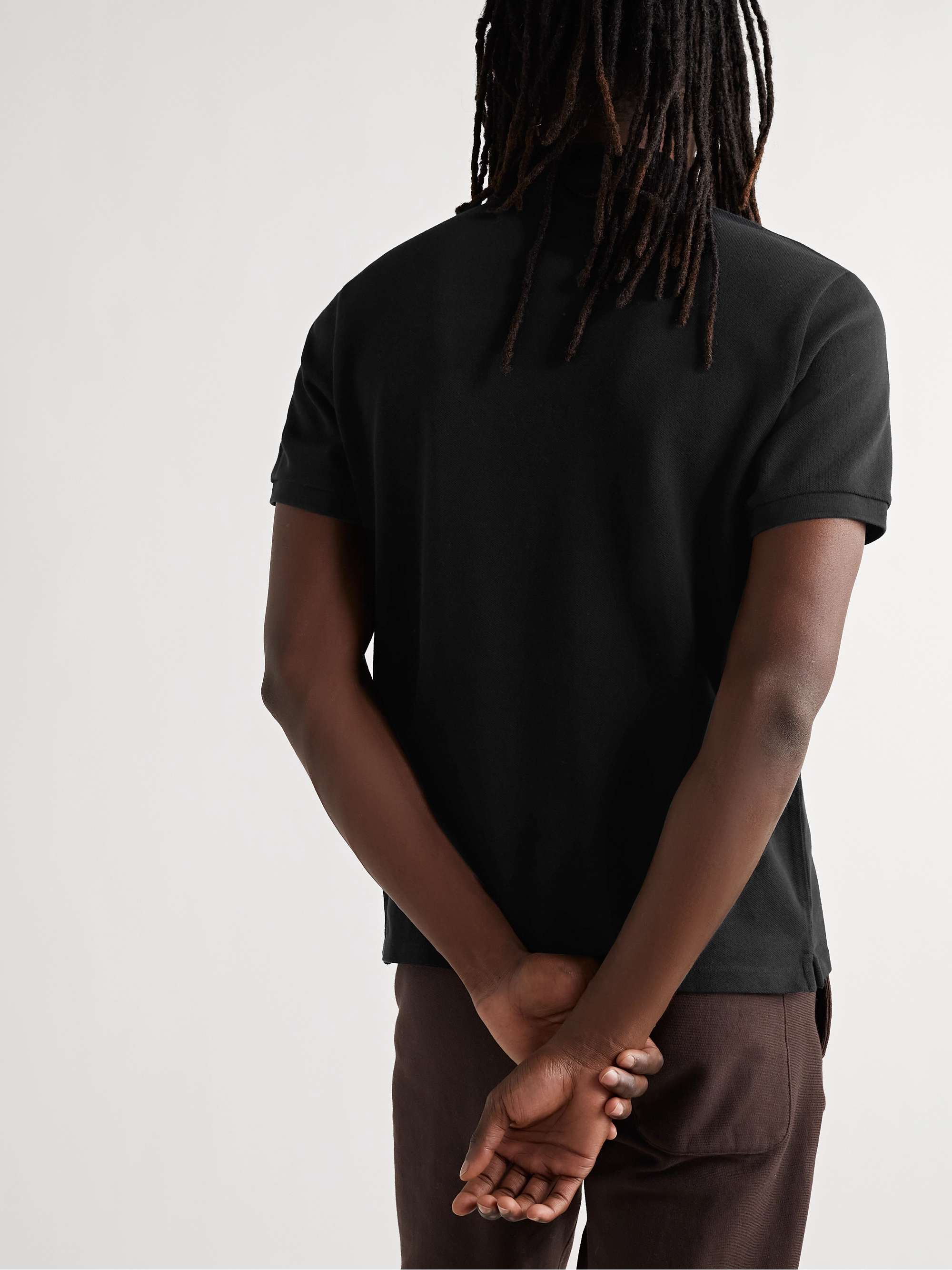 AMI PARIS Logo-Embroidered Cotton-Piqué Polo Shirt