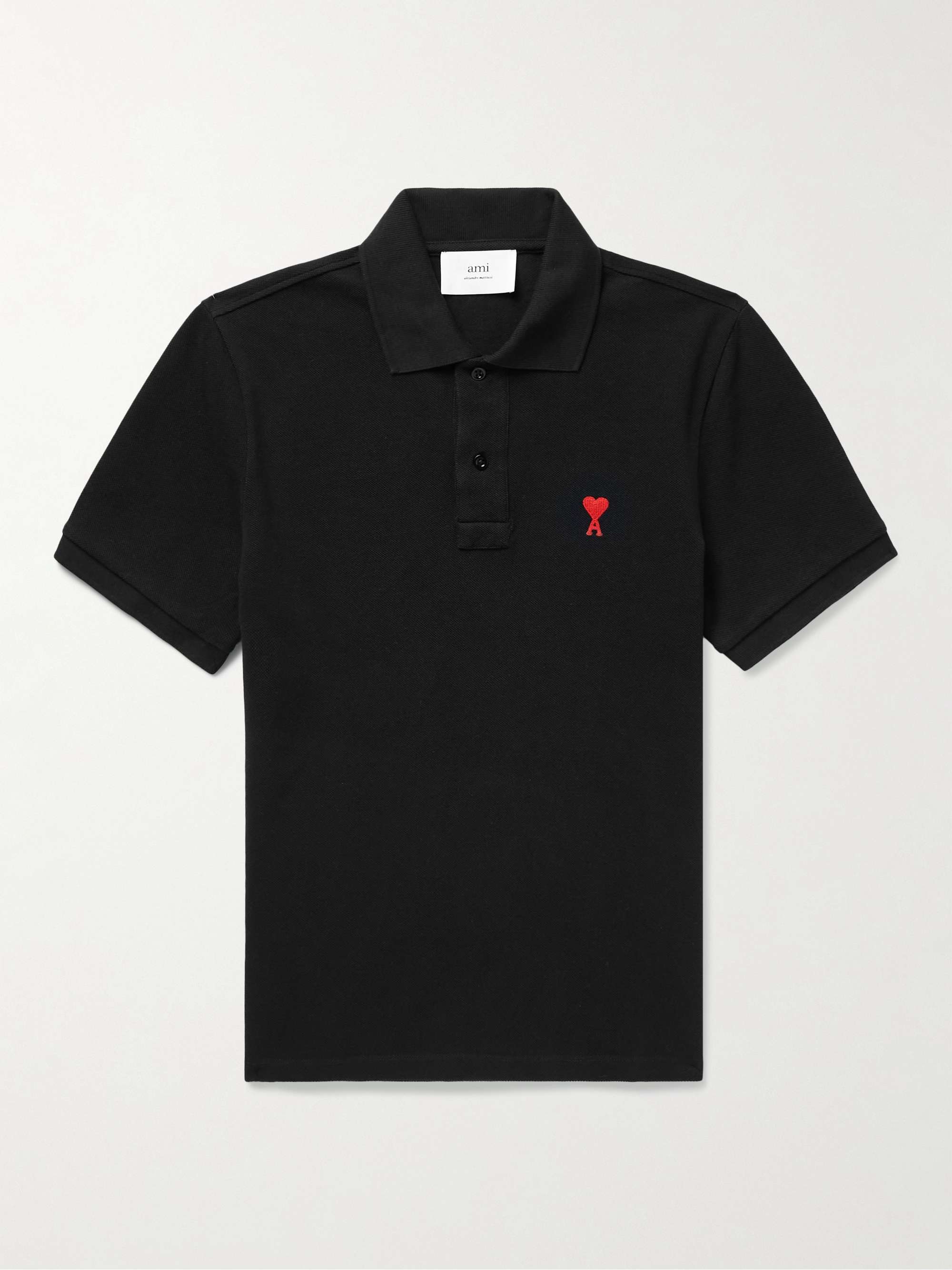 AMI PARIS Logo-Embroidered Cotton-Piqué Polo Shirt for Men | MR PORTER