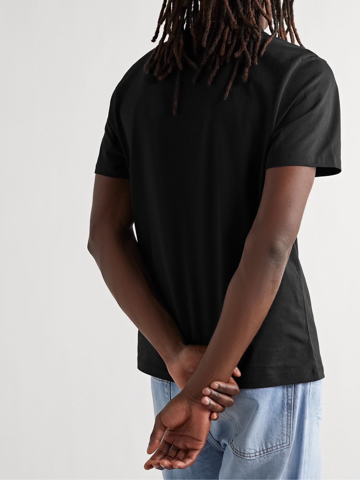 Ami Alexandre Mattiussi Logo-embroidered Organic Cotton-jersey T-shirt In Black