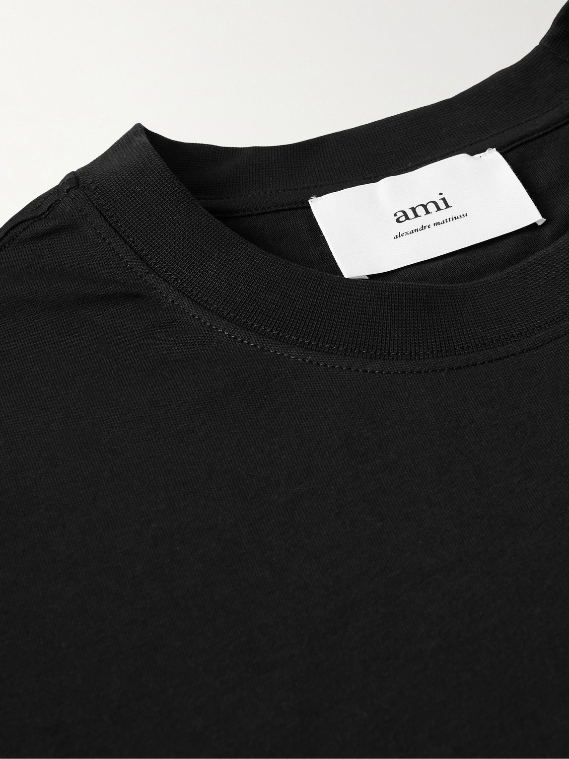 Ami Alexandre Mattiussi Logo-embroidered Organic Cotton-jersey T-shirt In Black