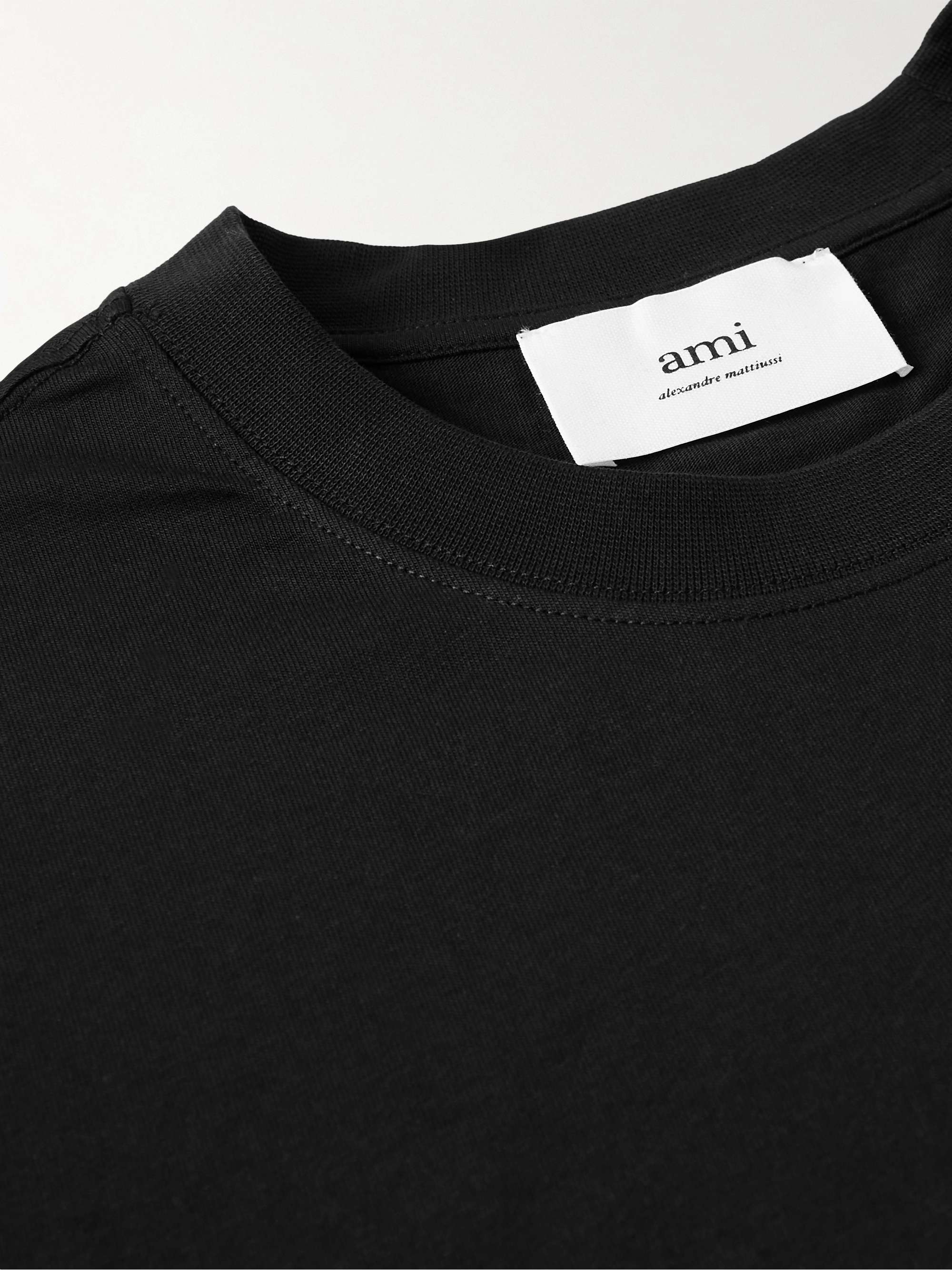 AMI PARIS Logo-Embroidered Cotton-Jersey T-Shirt