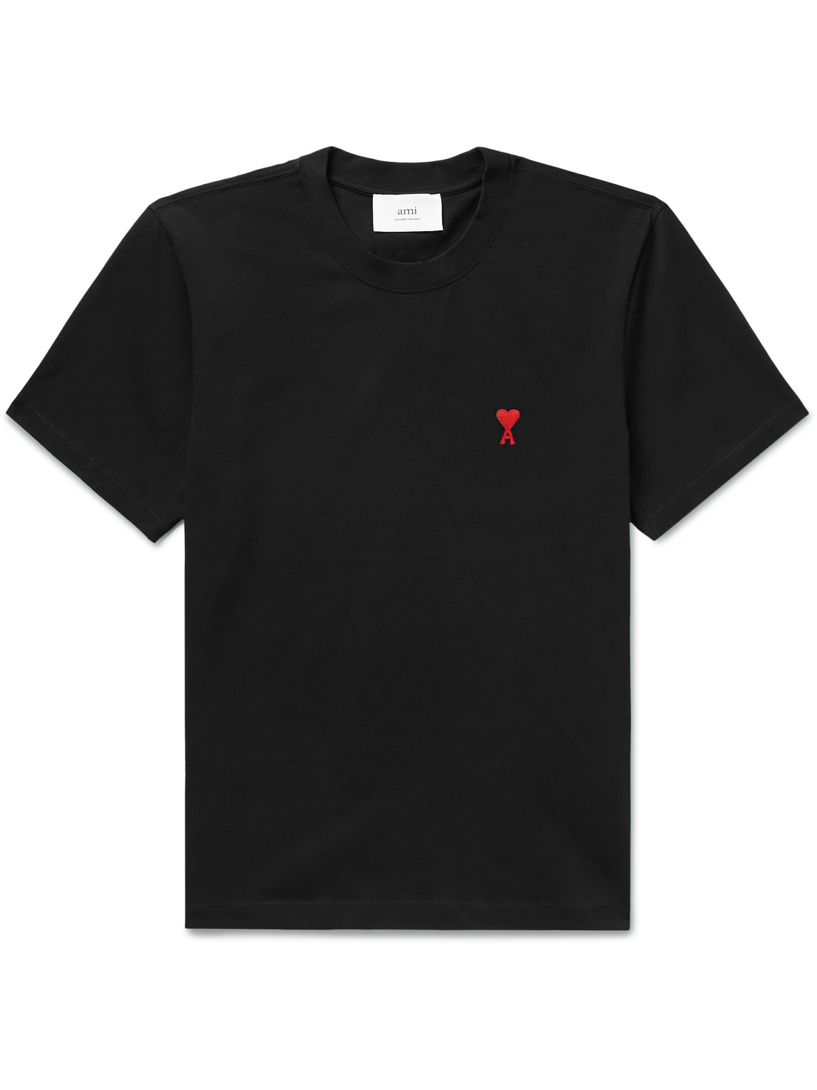 Ami Alexandre Mattiussi Logo-embroidered Organic Cotton-jersey T-shirt In Black
