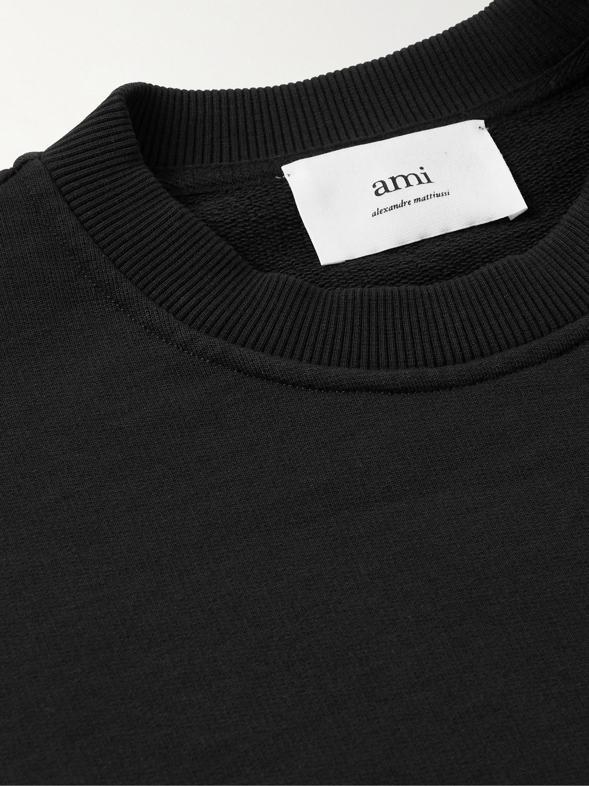 Shop Ami Alexandre Mattiussi Logo-embroidered Cotton-jersey Sweatshirt In Black