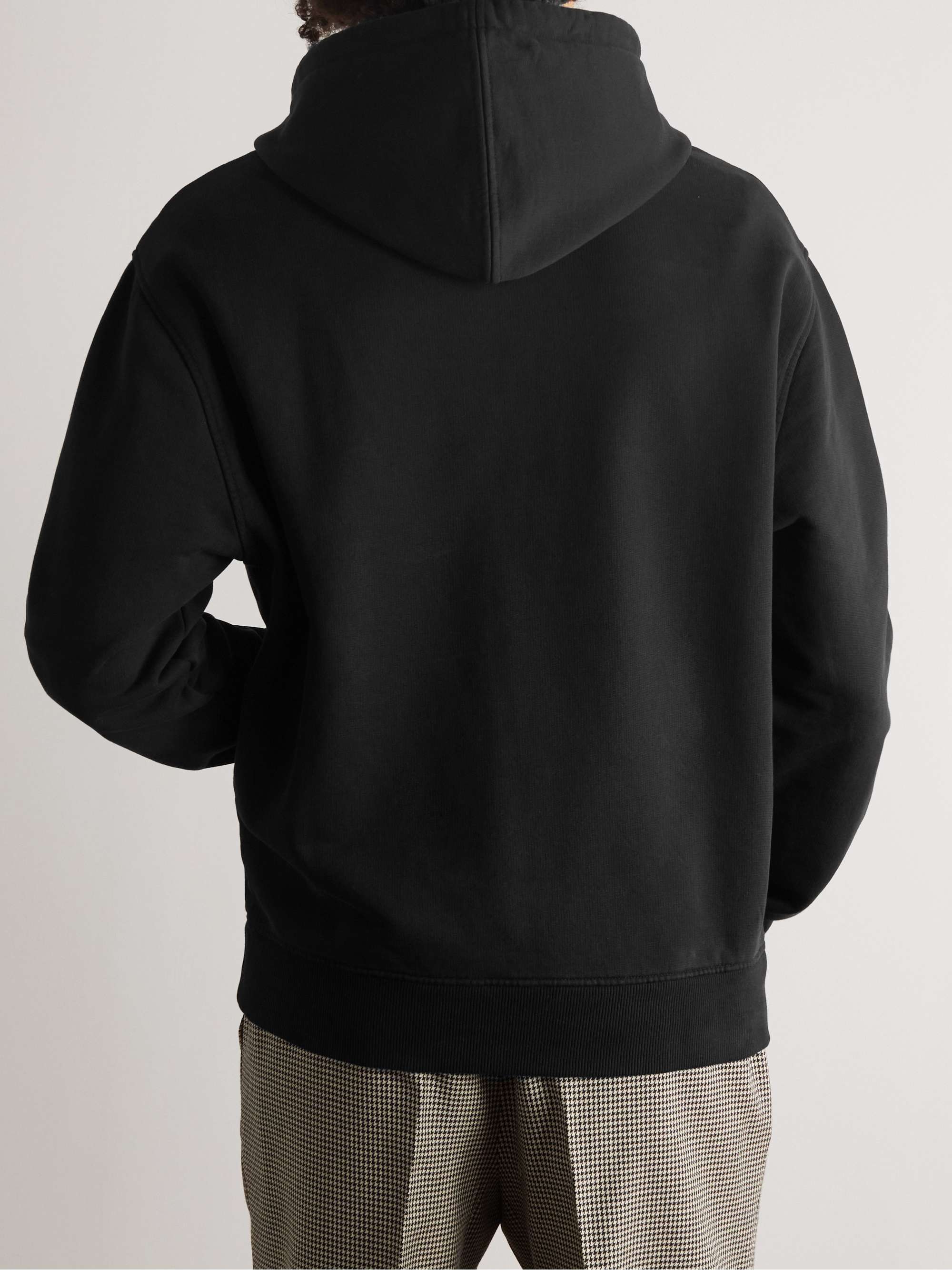 AMI PARIS Logo-Embroidered Cotton-Jersey Hoodie