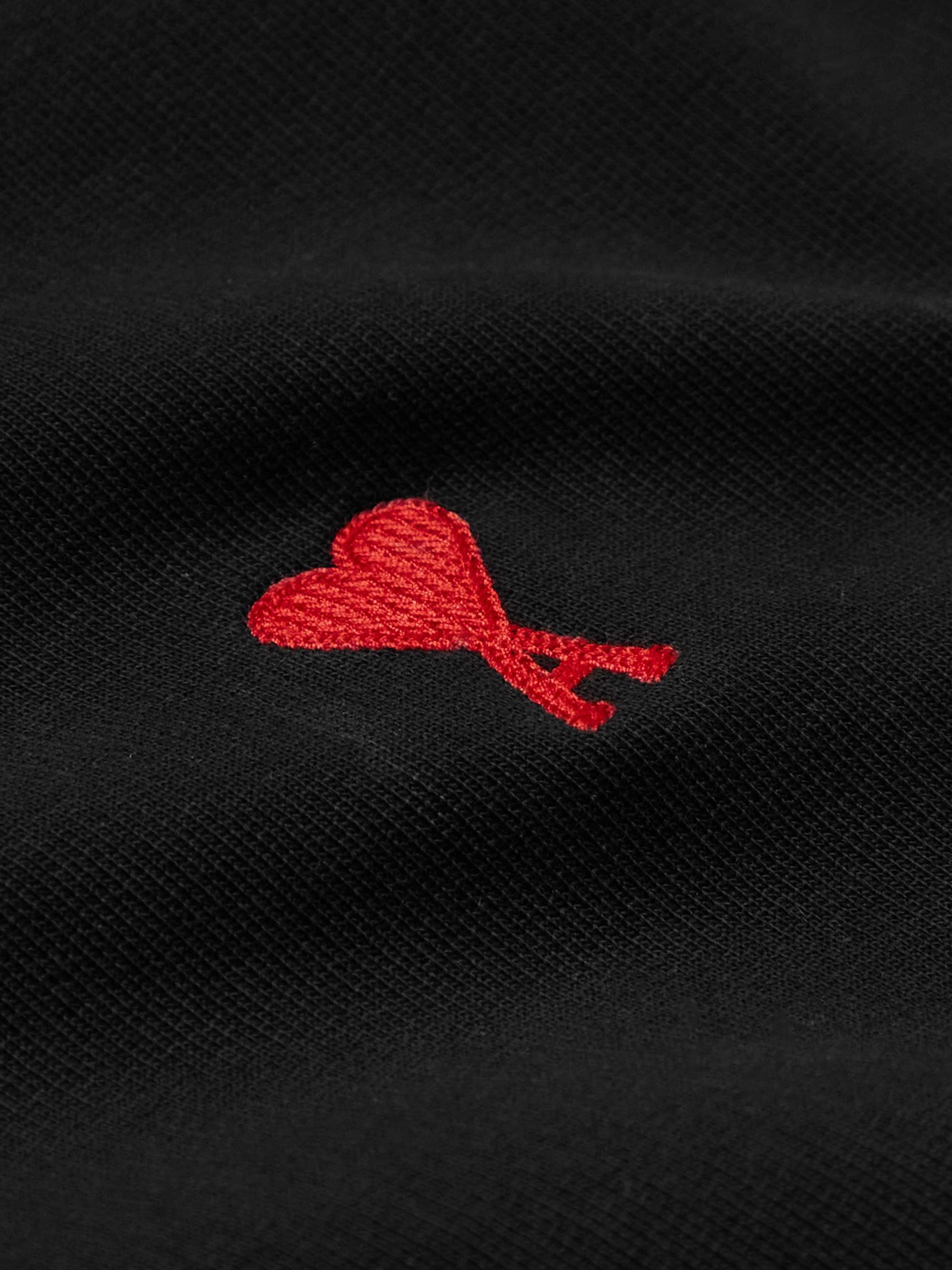 AMI PARIS Logo-Embroidered Cotton-Jersey Hoodie