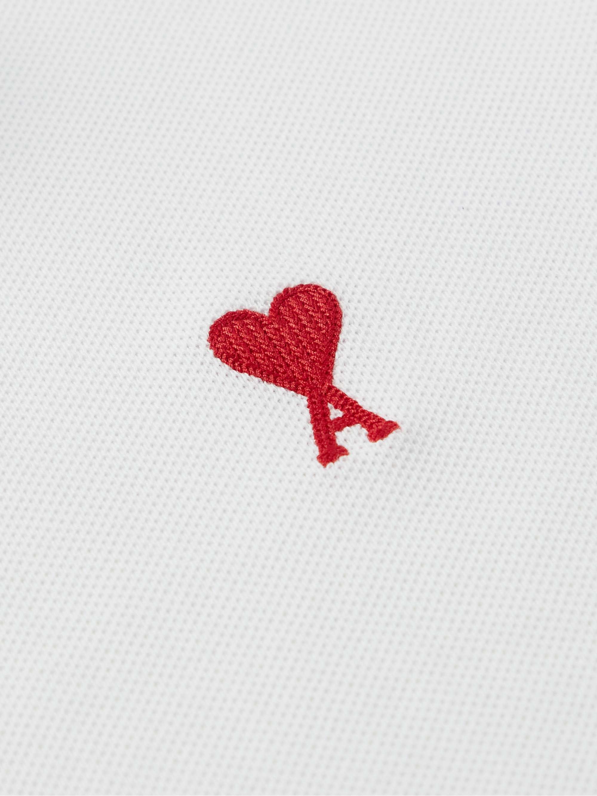 AMI PARIS Logo-Embroidered Cotton-Piqué Polo Shirt