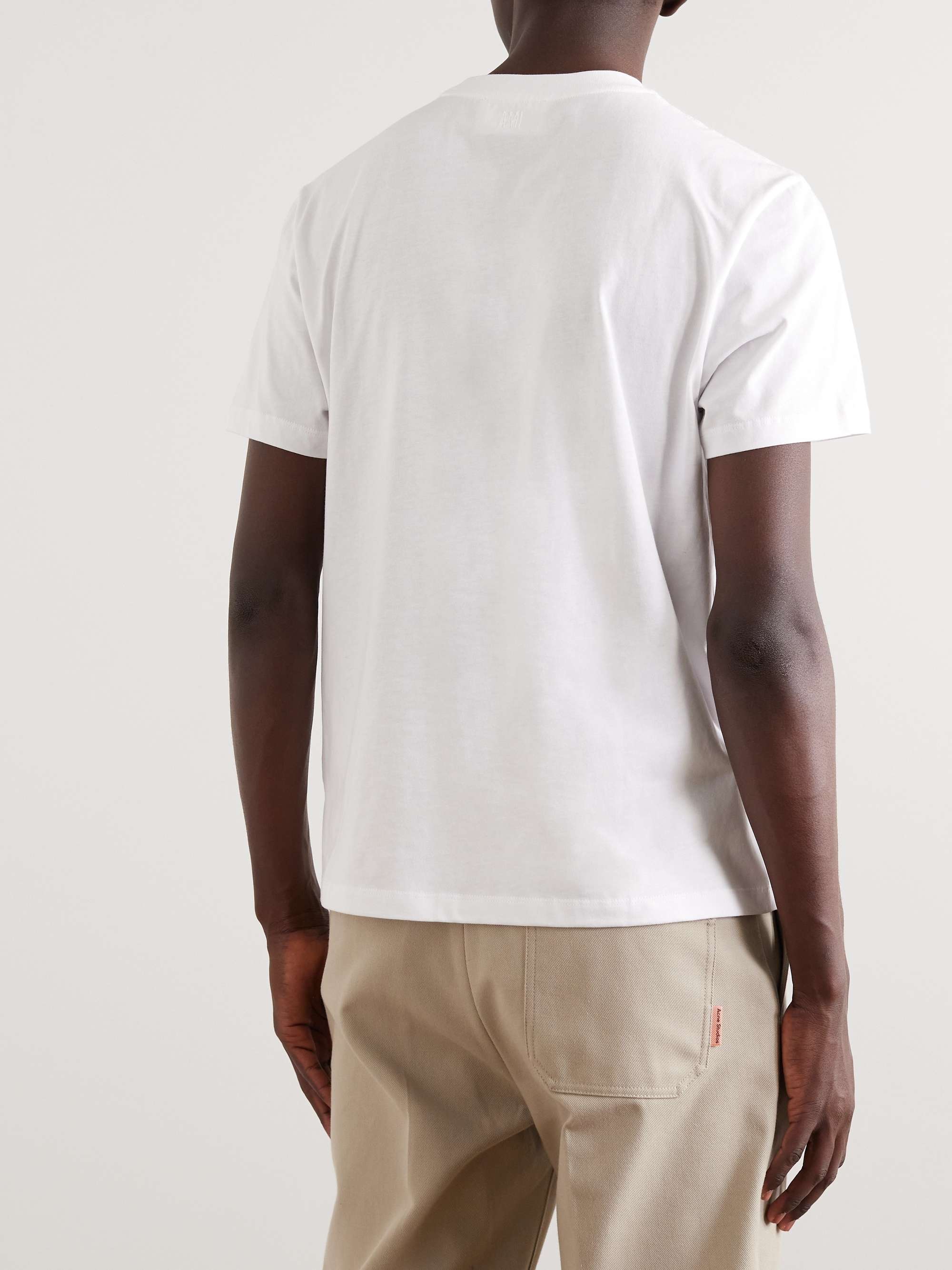 AMI PARIS Logo-Embroidered Cotton-Jersey T-Shirt for Men | MR PORTER