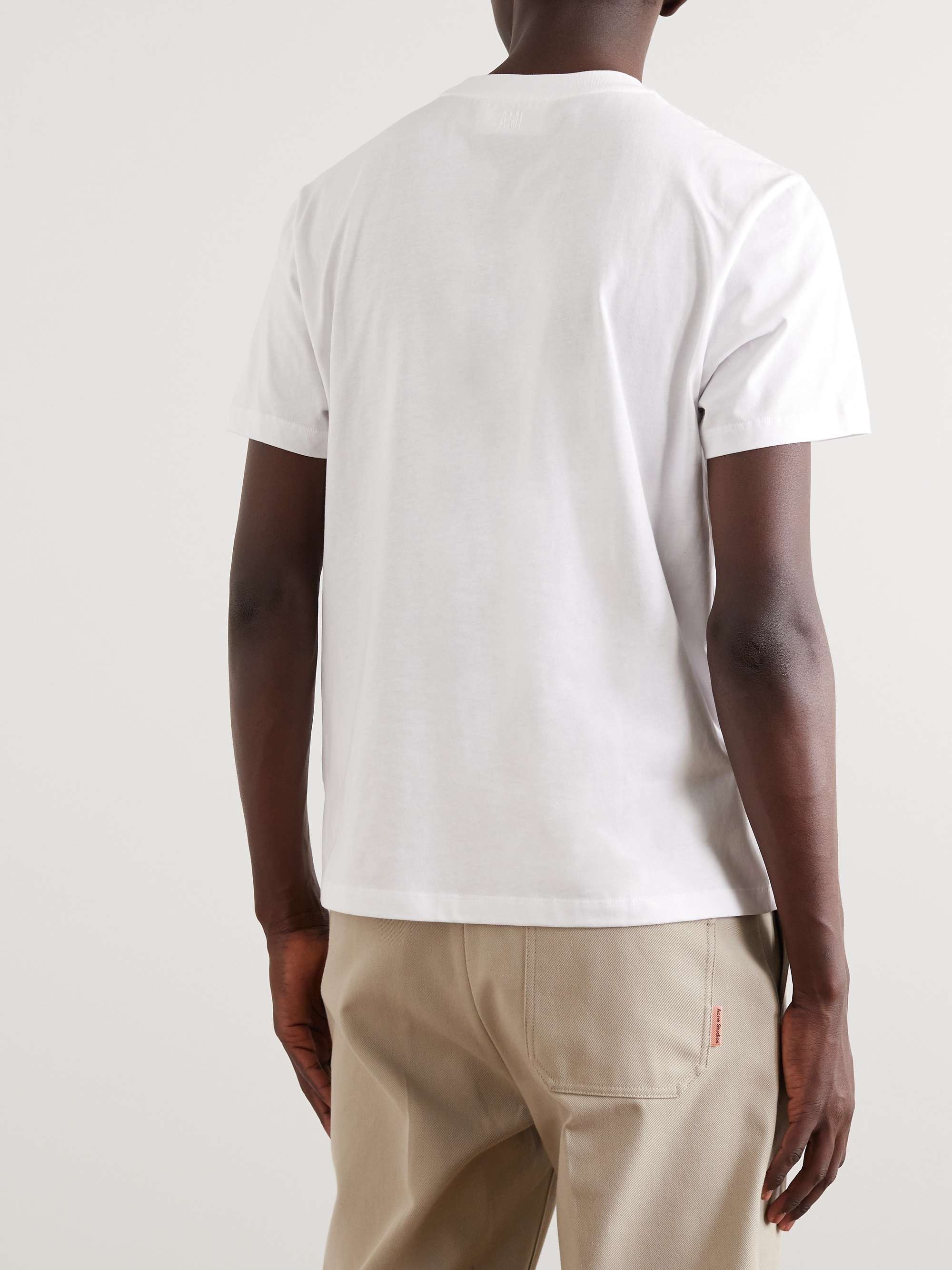 AMI PARIS Logo-Embroidered Cotton-Jersey T-Shirt