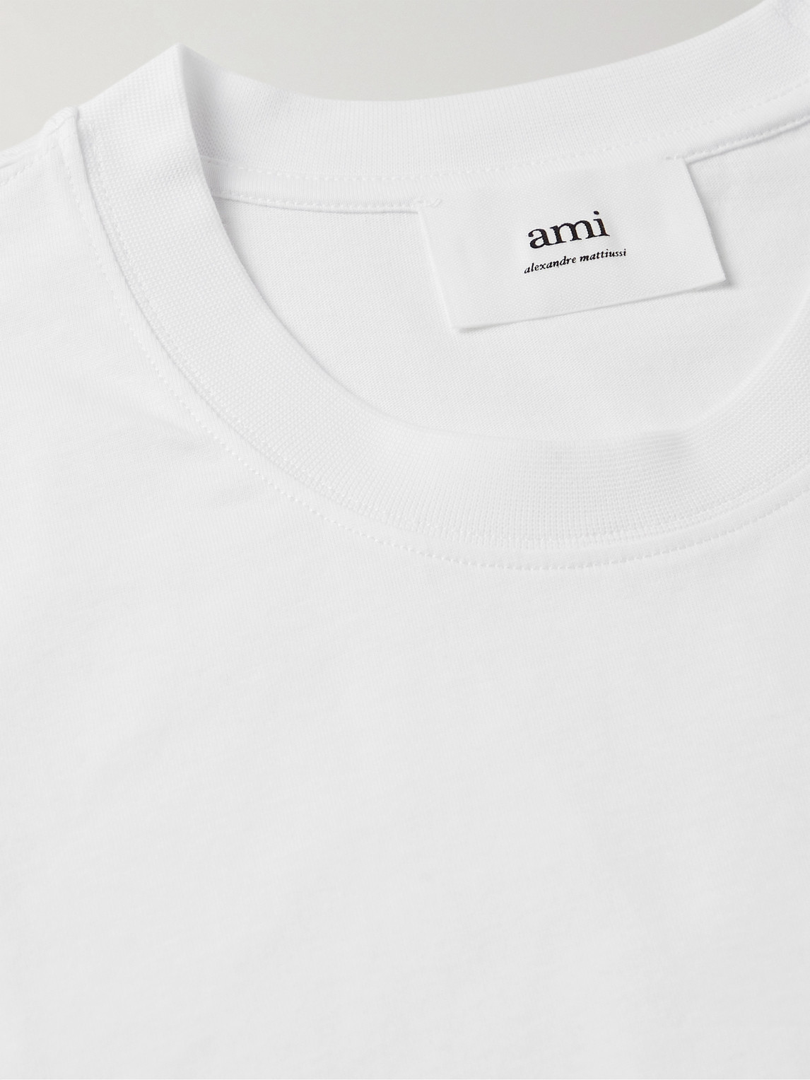 Shop Ami Alexandre Mattiussi Logo-embroidered Cotton-jersey T-shirt In White