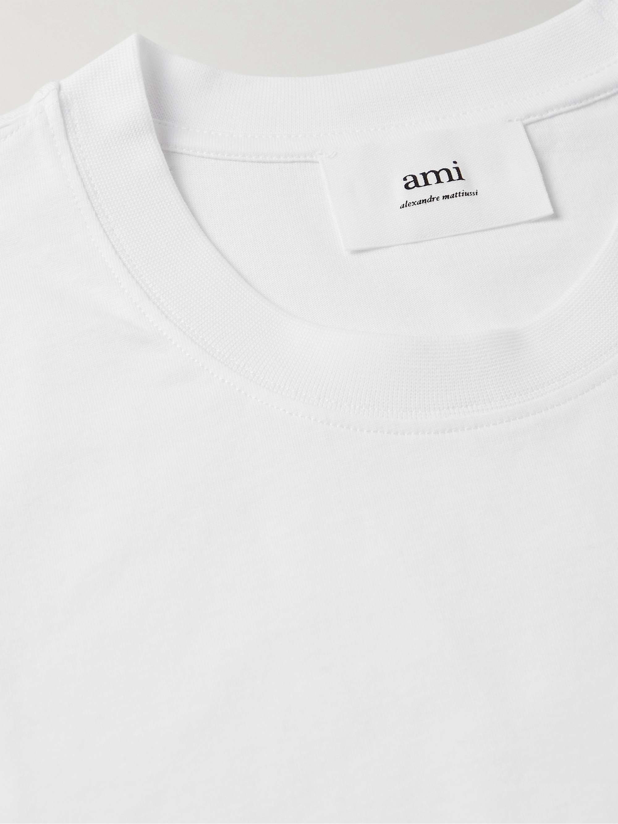 AMI PARIS Logo-Embroidered Cotton-Jersey T-Shirt