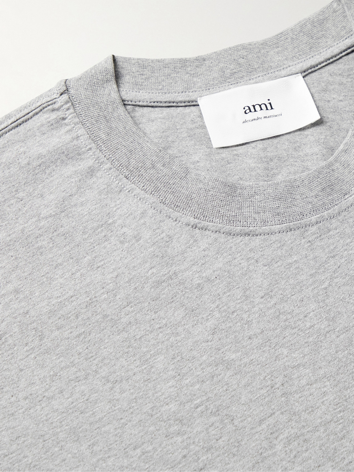 Shop Ami Alexandre Mattiussi Logo-embroidered Cotton-jersey T-shirt In Gray