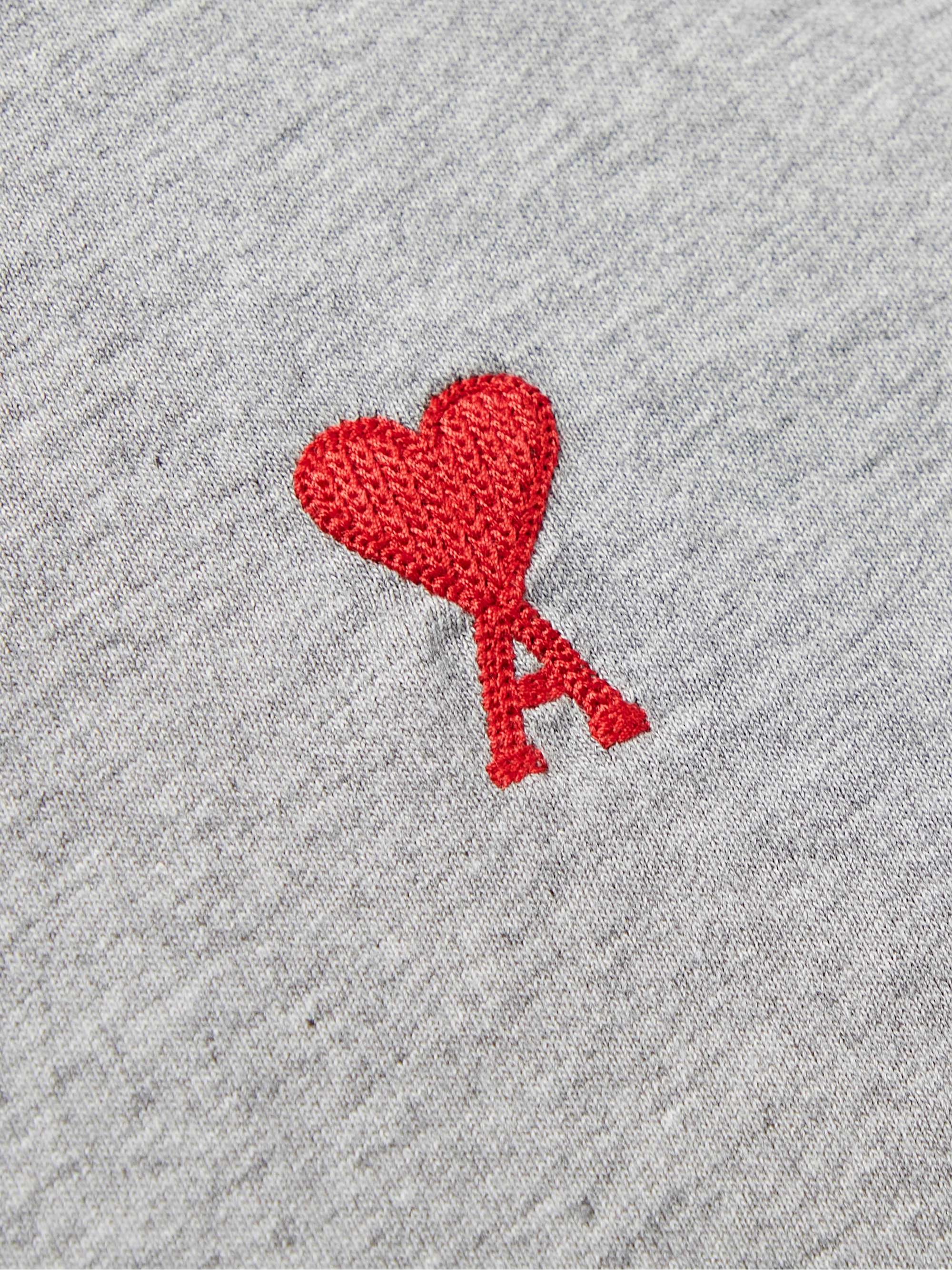 AMI PARIS Logo-Embroidered Cotton-Jersey T-Shirt