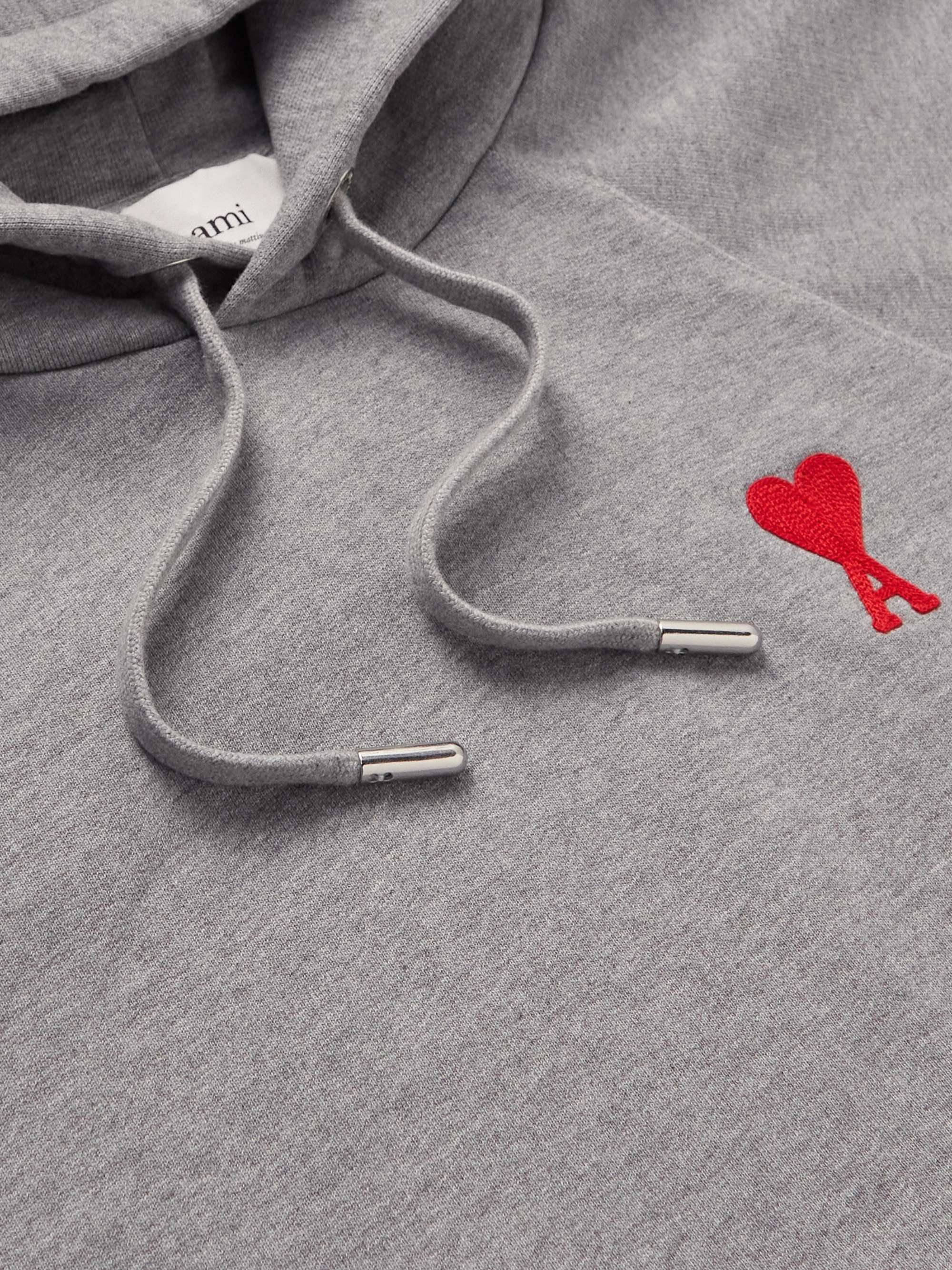 AMI PARIS Logo-Embroidered Cotton-Blend Jersey Hoodie