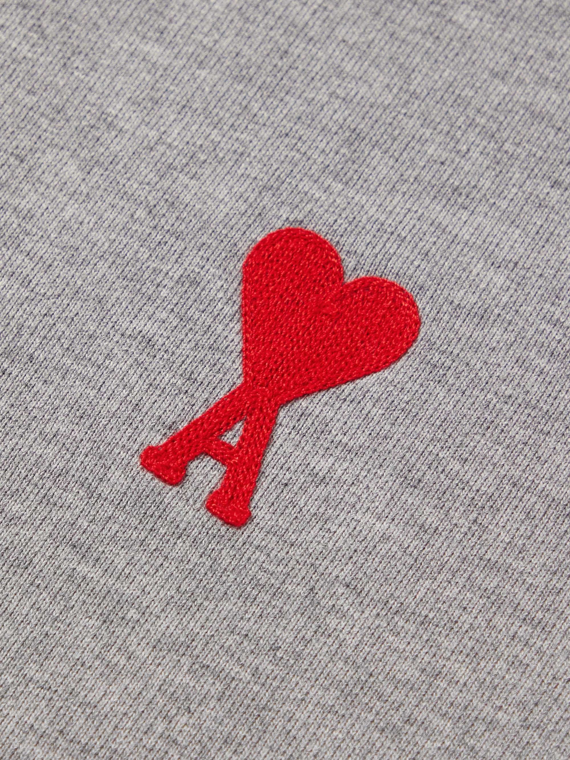 AMI PARIS Logo-Embroidered Cotton-Blend Jersey Hoodie
