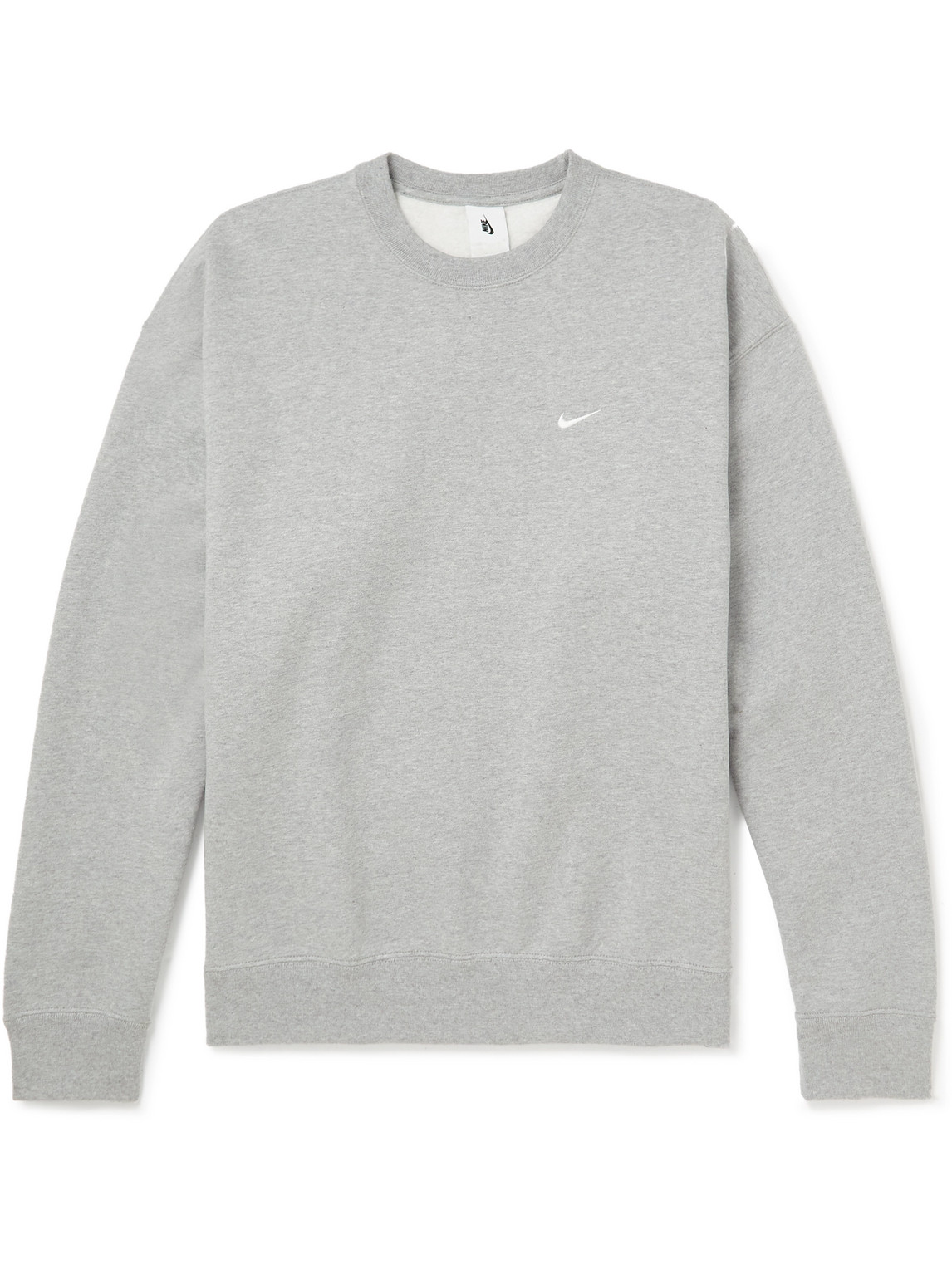 Shop Nike Solo Swoosh Logo-embroidered Cotton-blend Jersey Sweatshirt In Gray