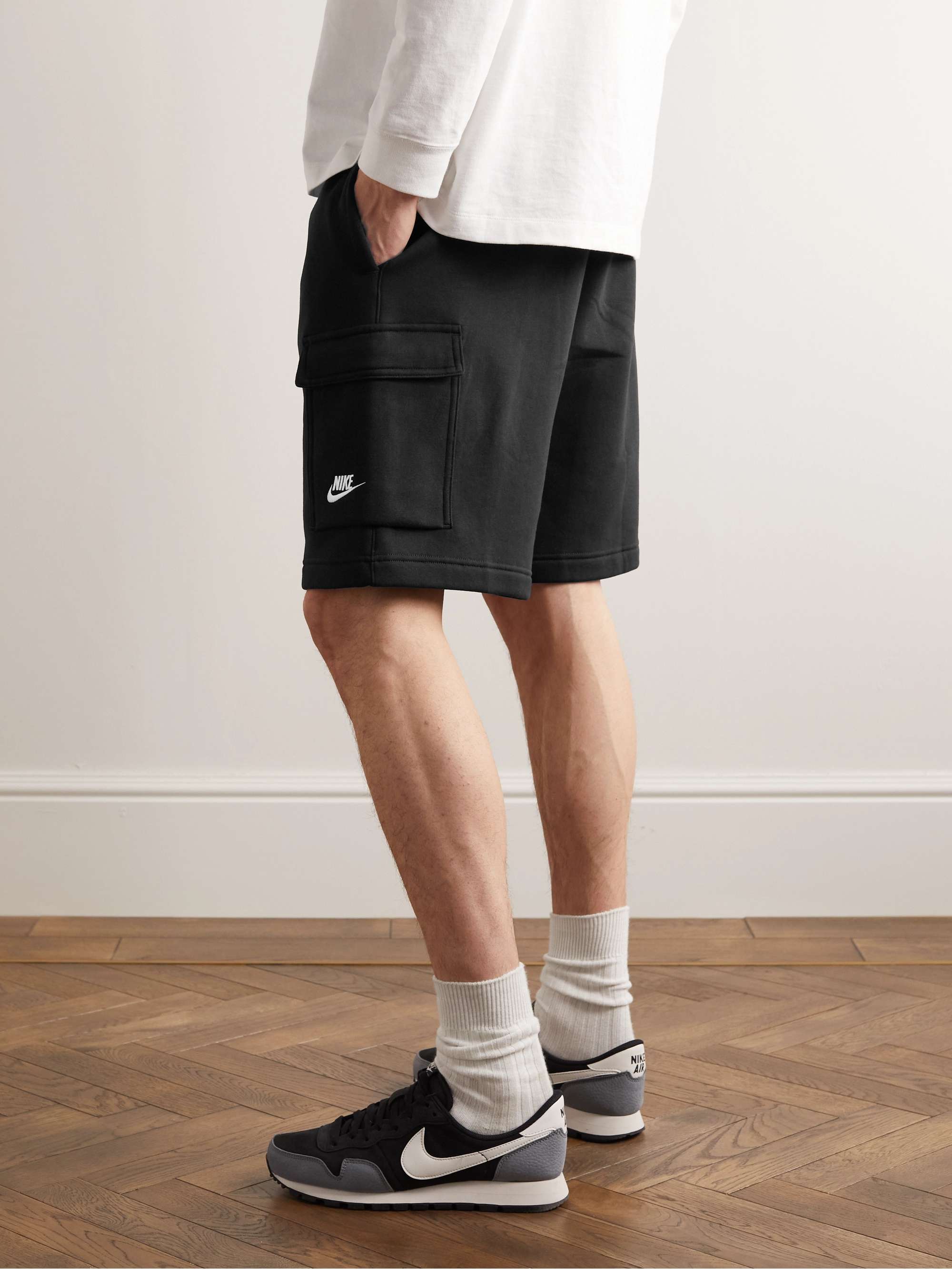 NIKE Sportswear Club Wide-Leg Cotton-Blend Jersey Cargo Shorts