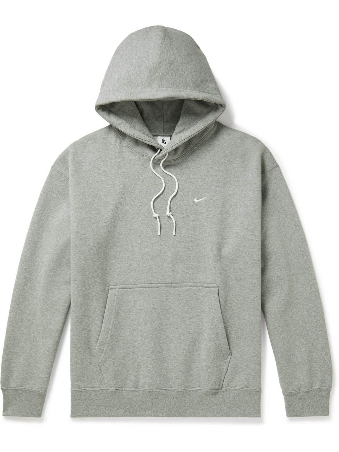 Nike Logo-embroidered Cotton-blend Jersey Hoodie In Gray