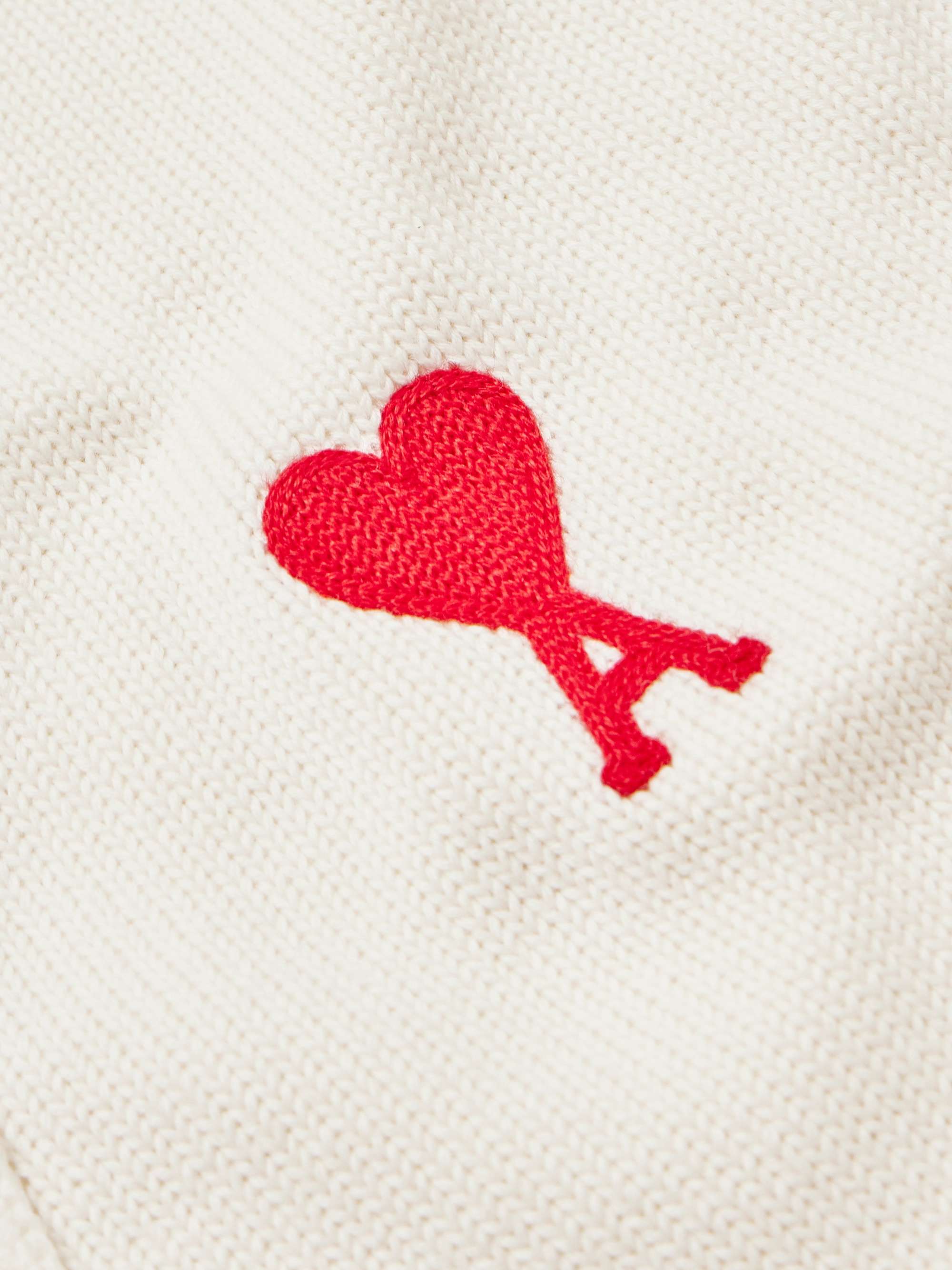 AMI PARIS Logo-Embroidered Cotton and Merino Wool-Blend Cardigan