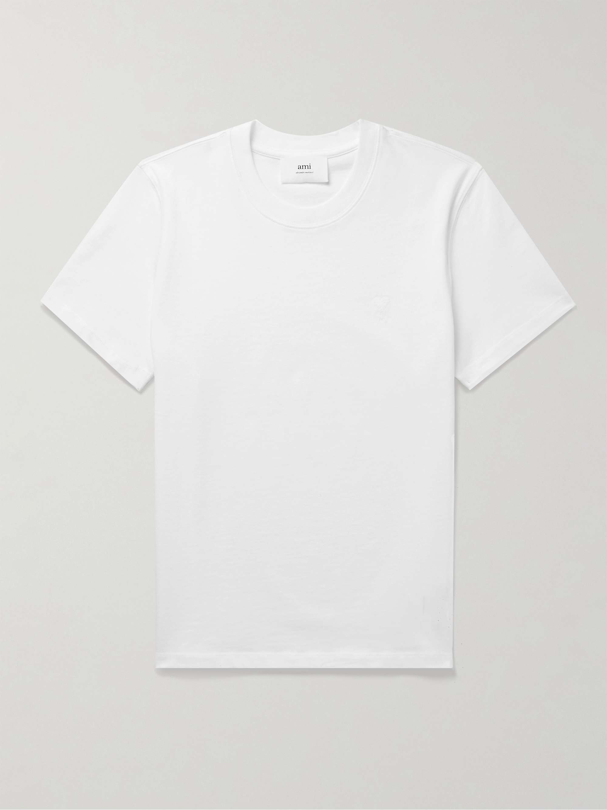 AMI PARIS ADC Logo-Embroidered Organic Cotton-Jersey T-Shirt