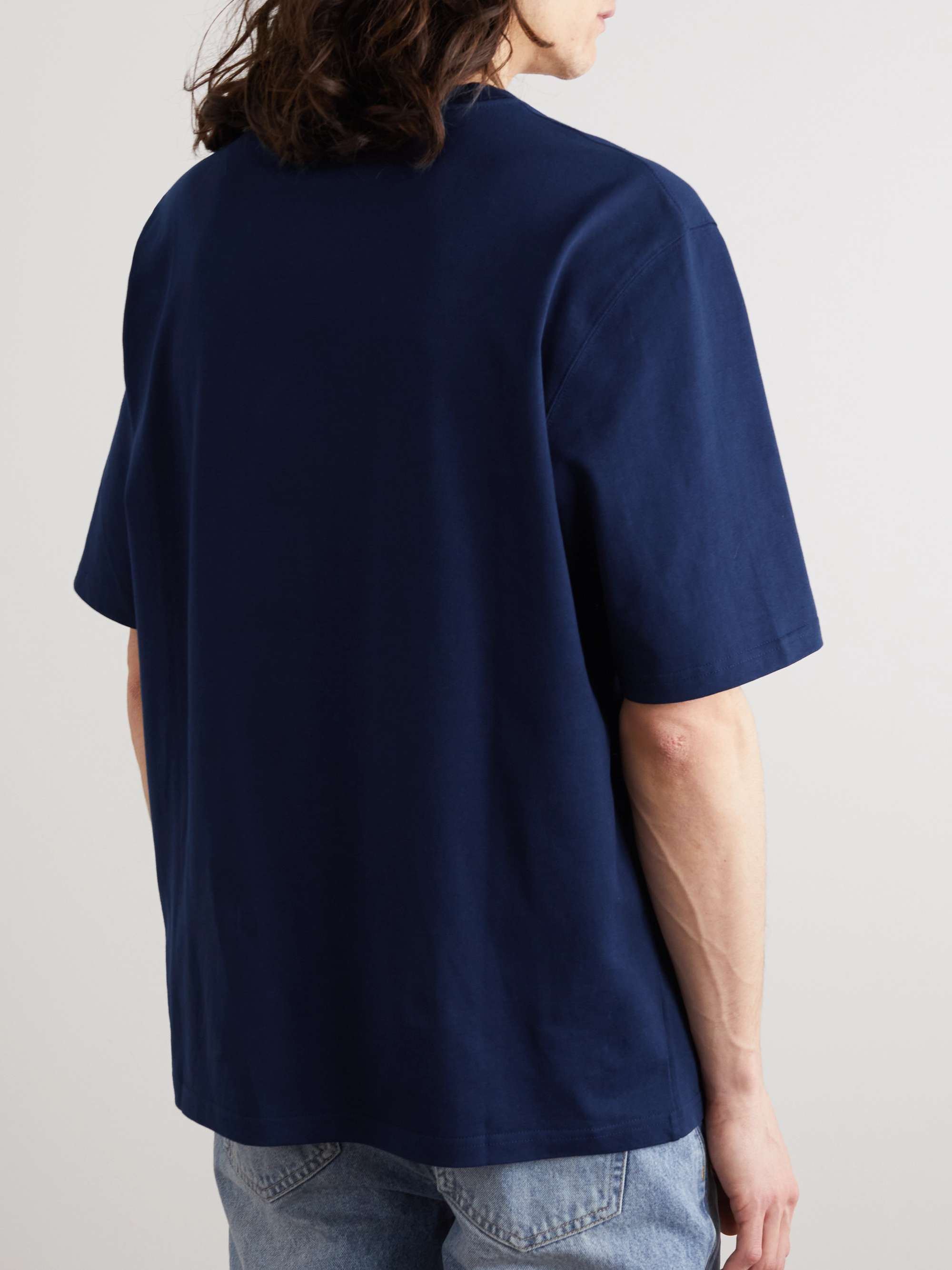 AMI PARIS Logo-Embroidered Cotton-Jersey T-Shirt
