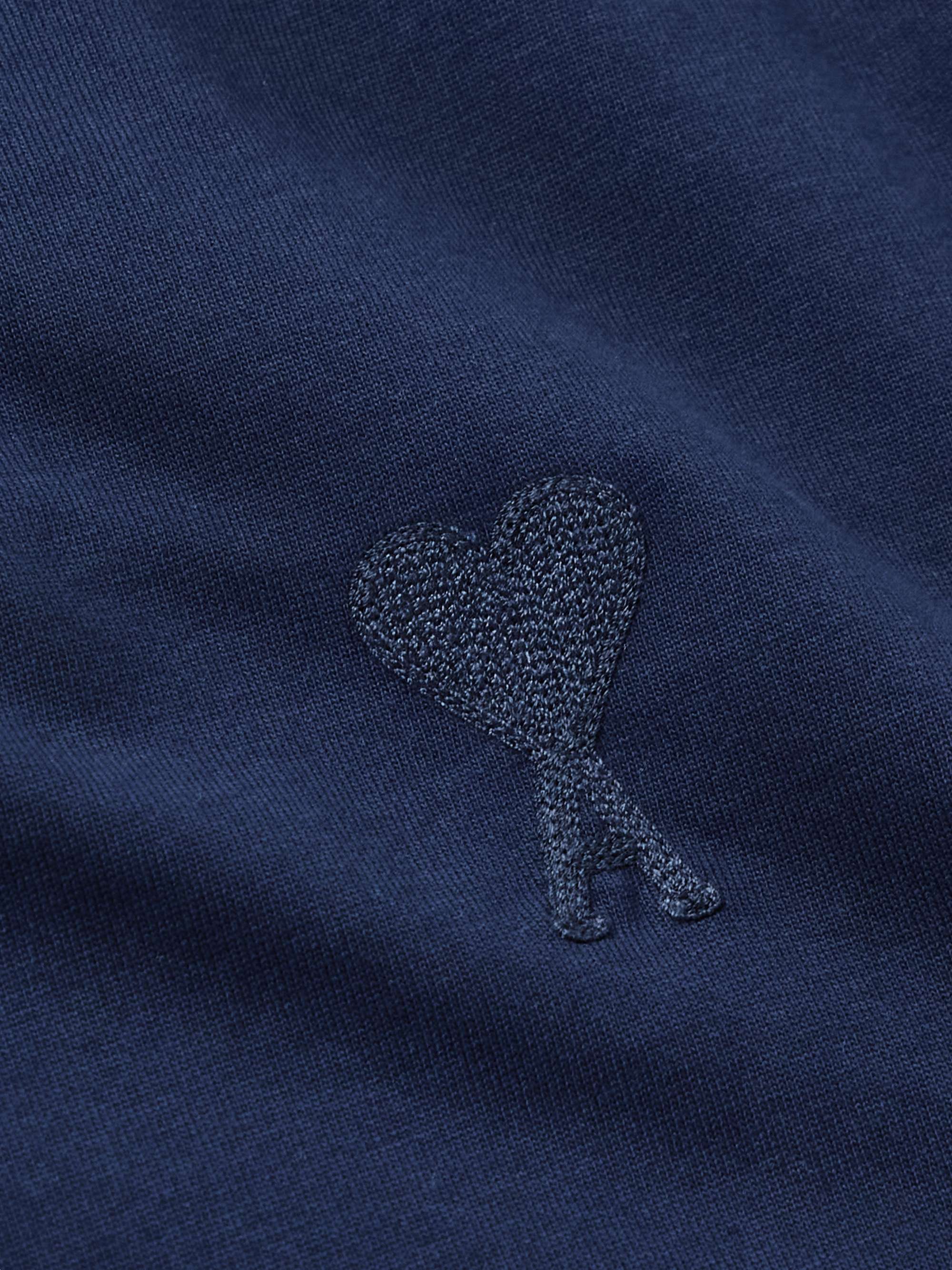 AMI PARIS Logo-Embroidered Cotton-Jersey T-Shirt