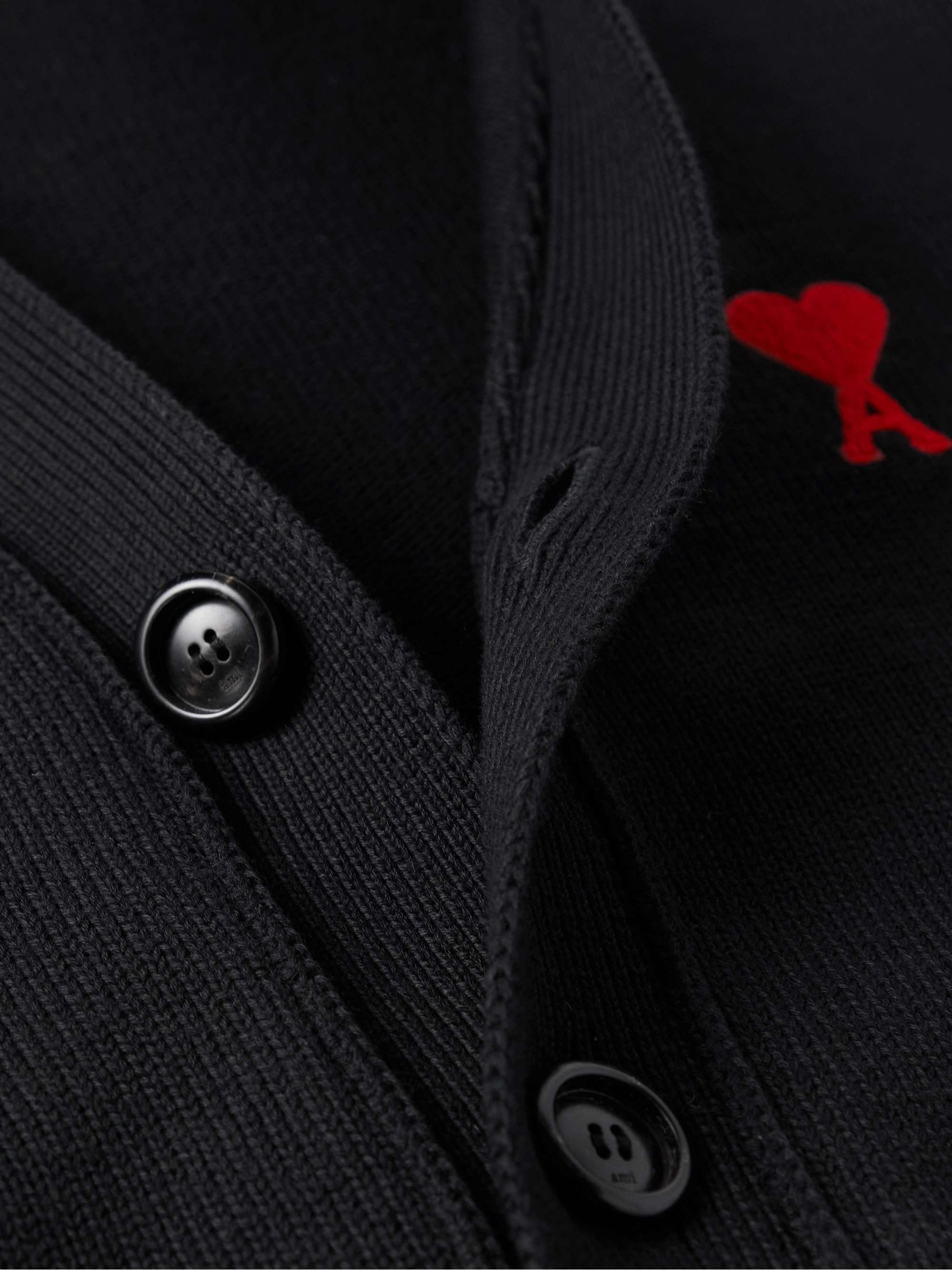 AMI PARIS Logo-Embroidered Cotton and Merino Wool-Blend Cardigan