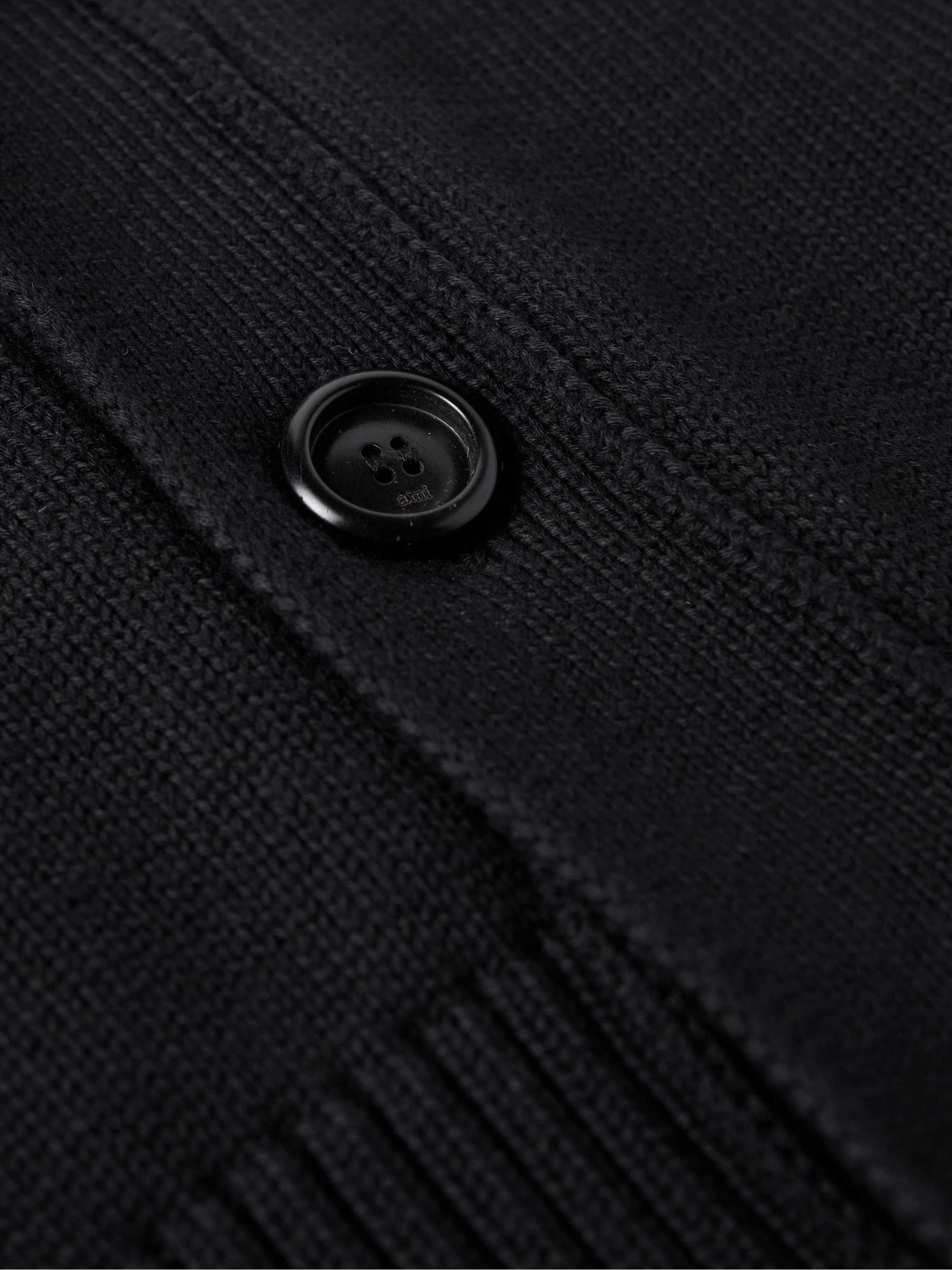 AMI PARIS Logo-Embroidered Cotton and Merino Wool-Blend Cardigan
