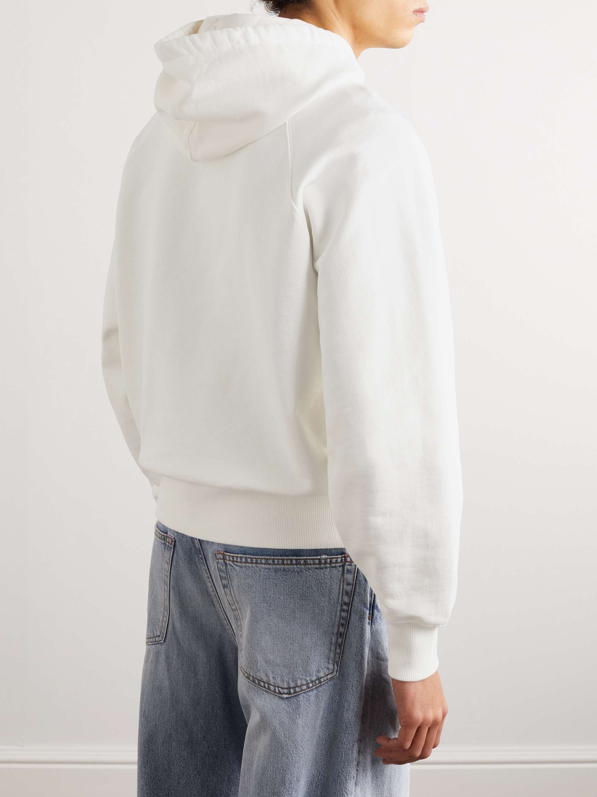 AMI PARIS Logo-Embroidered Cotton-Blend Jersey Hoodie