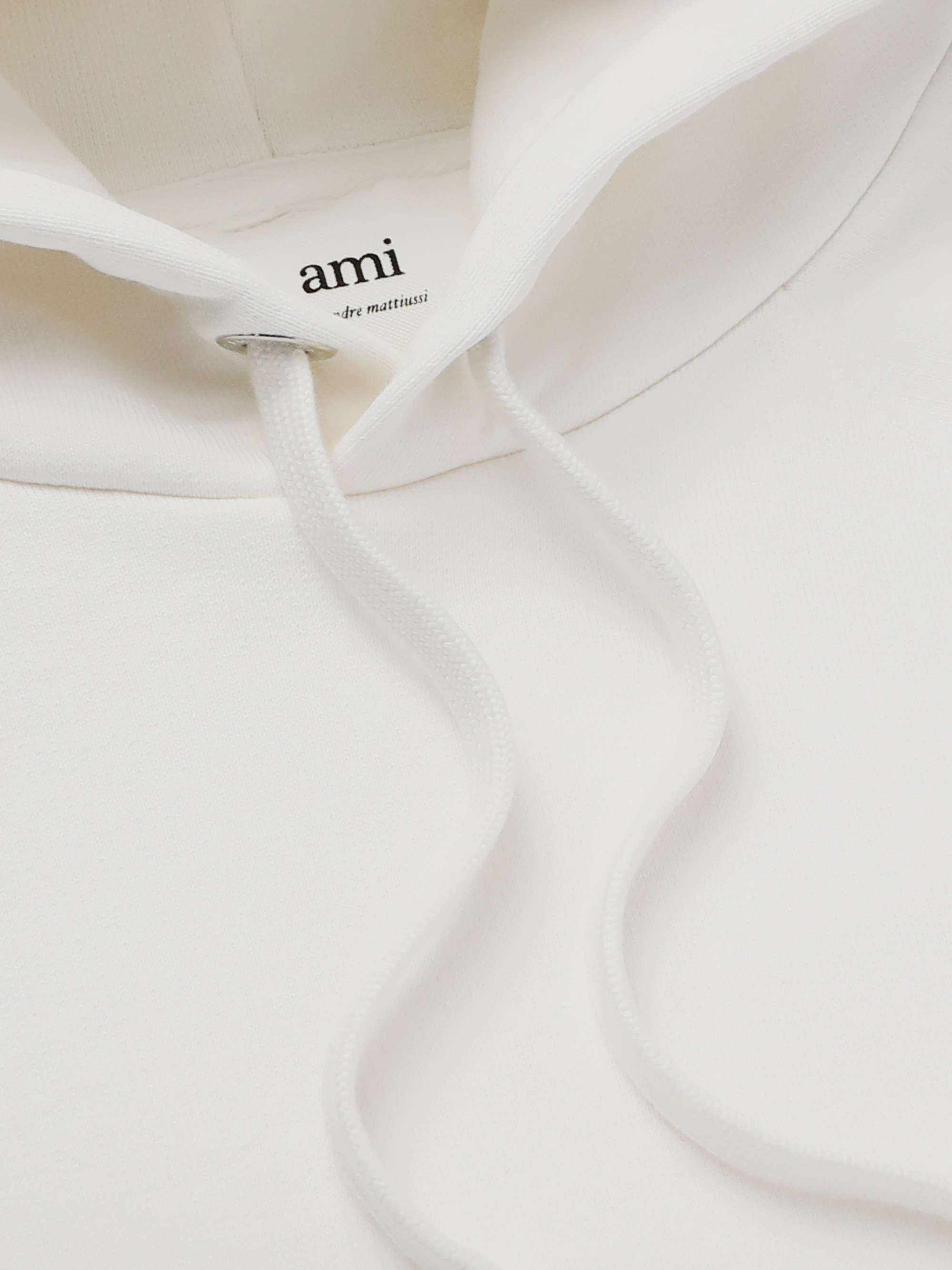 AMI PARIS Logo-Embroidered Cotton-Blend Jersey Hoodie