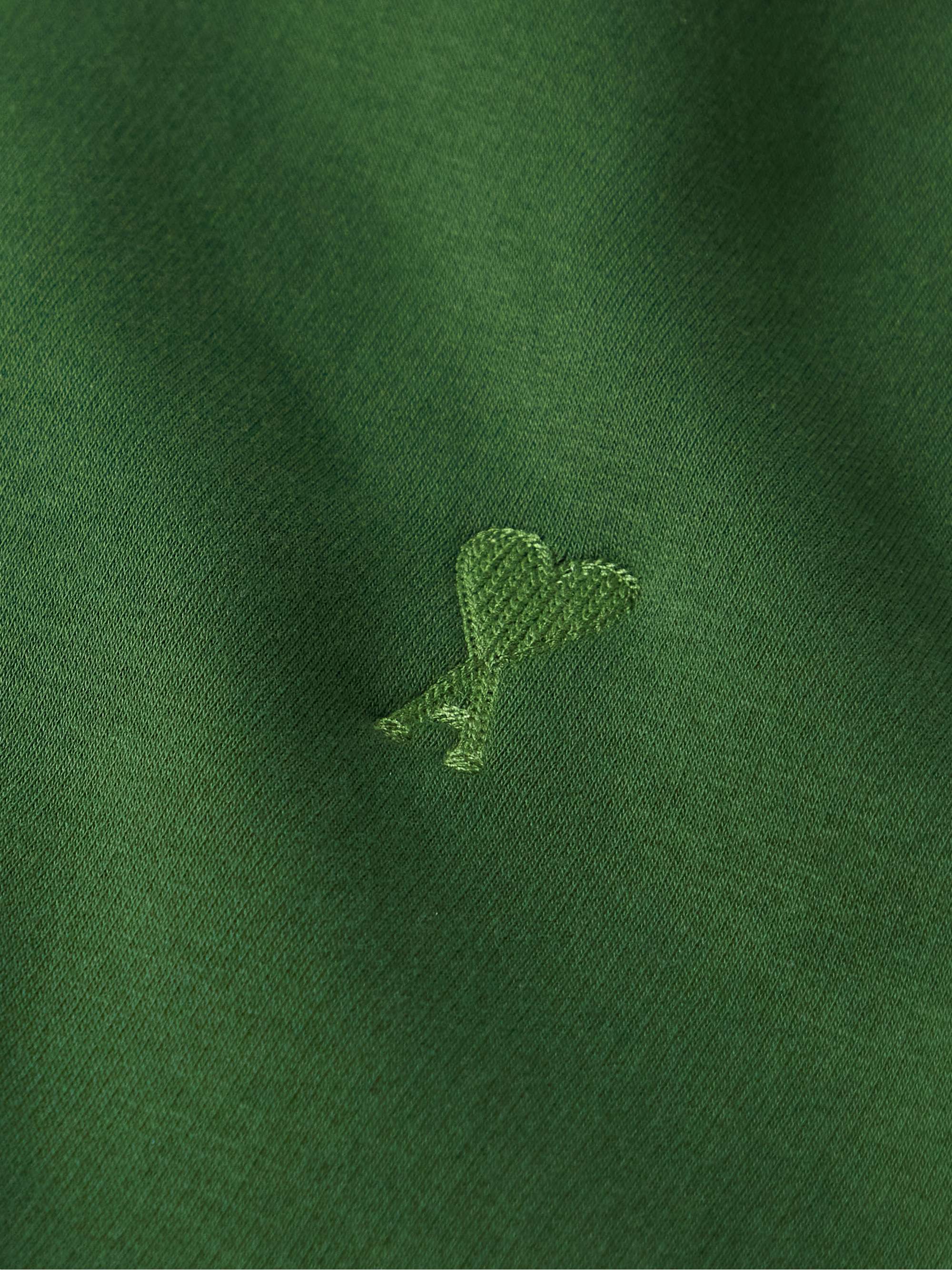 AMI PARIS Logo-Embroidered Organic Cotton-Blend Jersey Hoodie