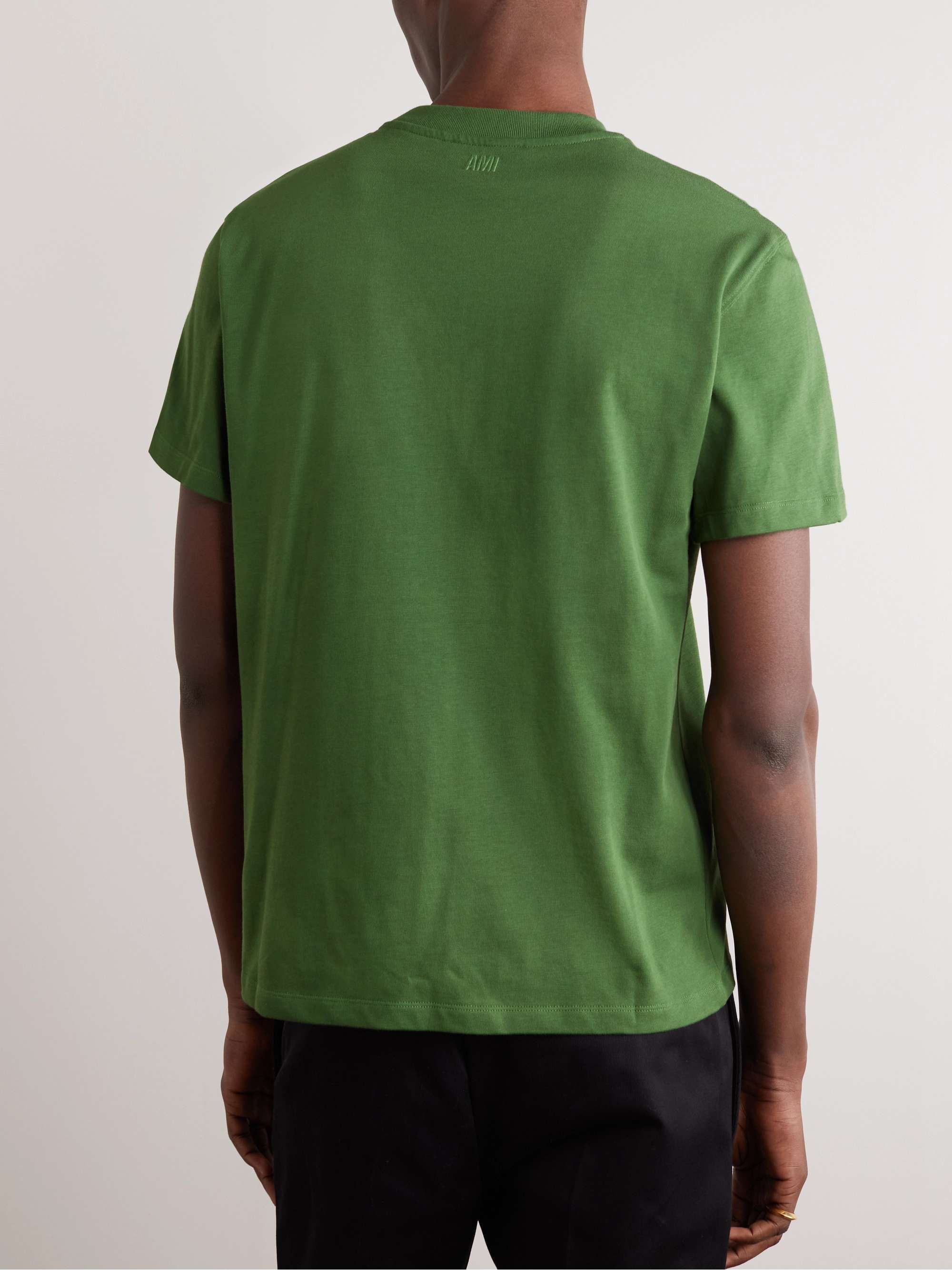 AMI PARIS ADC Logo-Embroidered Organic Cotton-Jersey T-Shirt