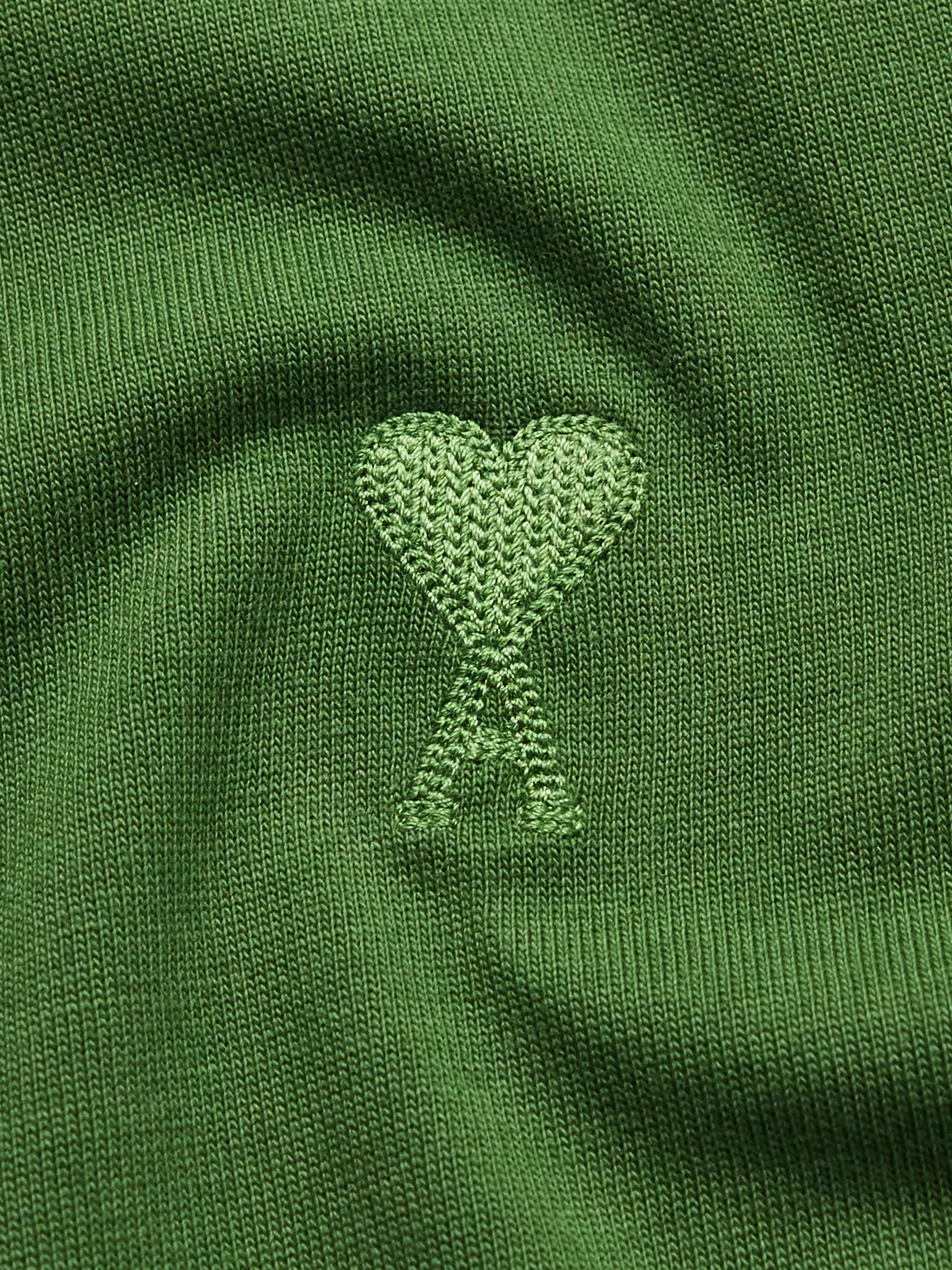AMI PARIS ADC Logo-Embroidered Organic Cotton-Jersey T-Shirt