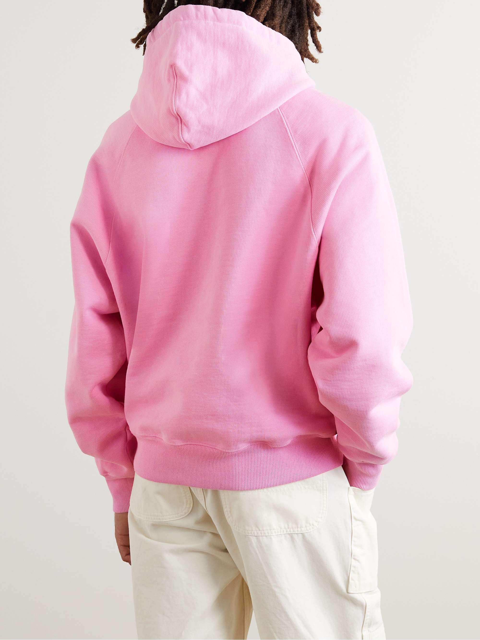 AMI PARIS Logo-Embroidered Cotton-Blend Jersey Hoodie