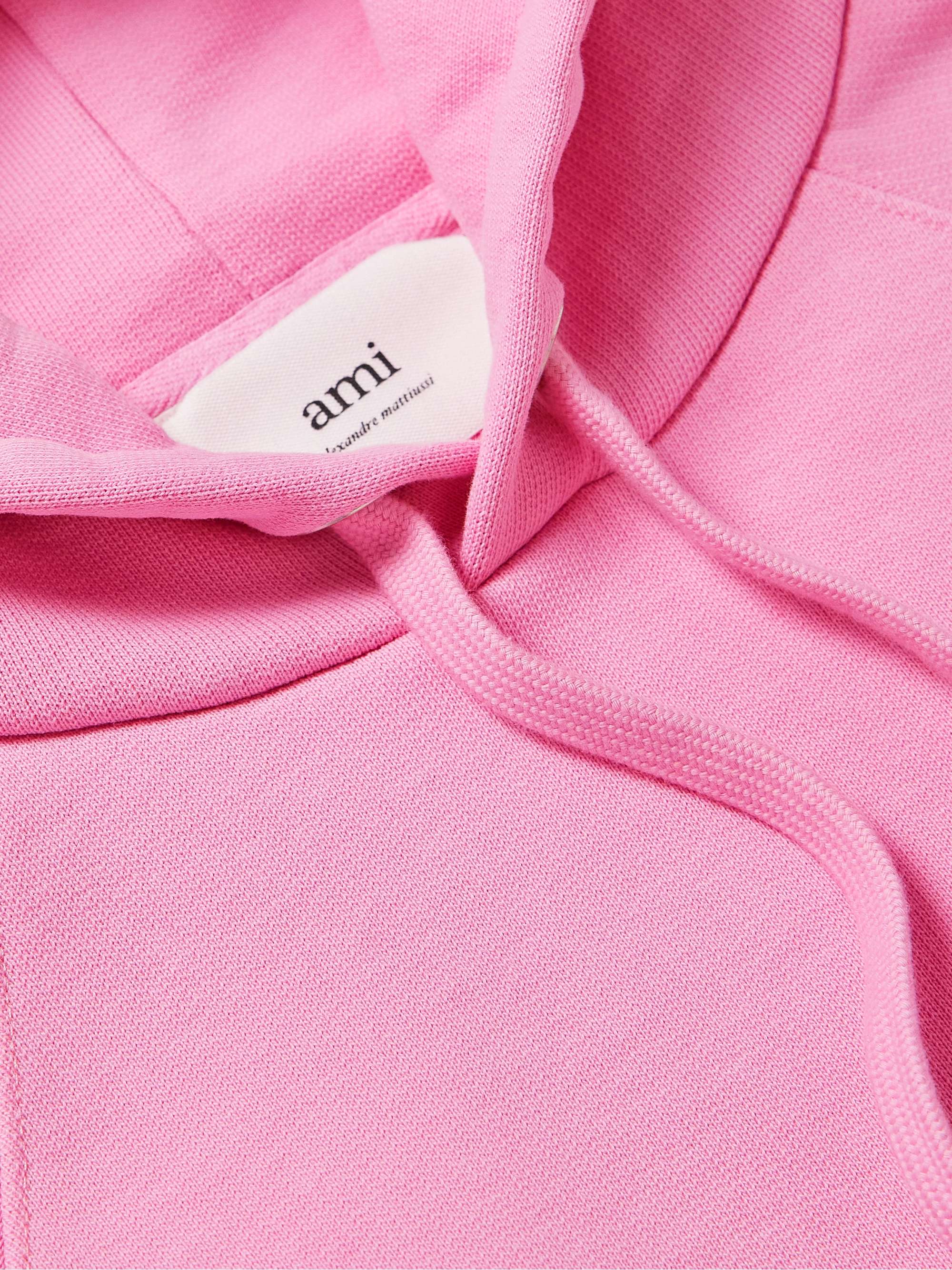 AMI PARIS Logo-Embroidered Cotton-Blend Jersey Hoodie