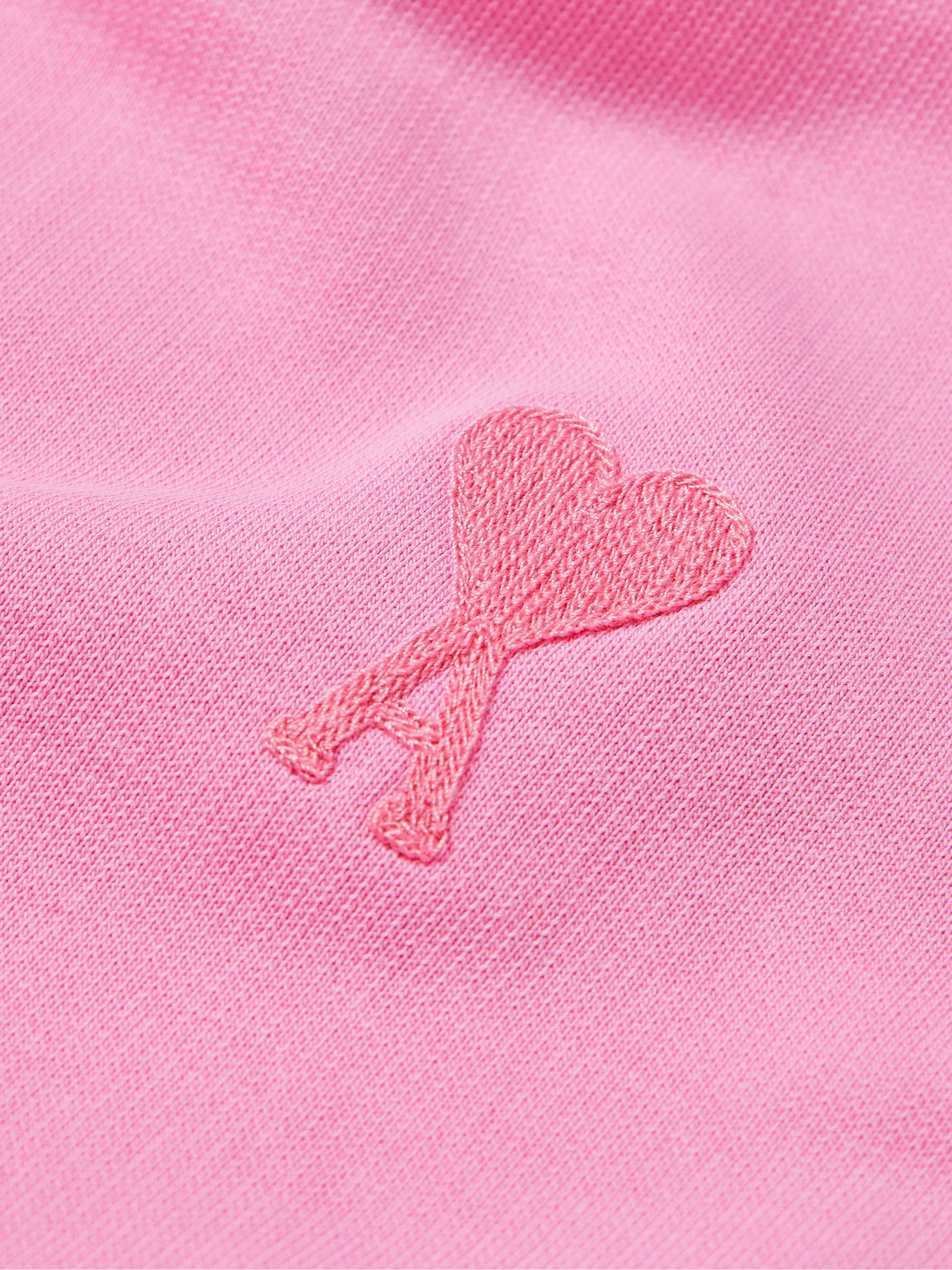 AMI PARIS Logo-Embroidered Cotton-Blend Jersey Hoodie