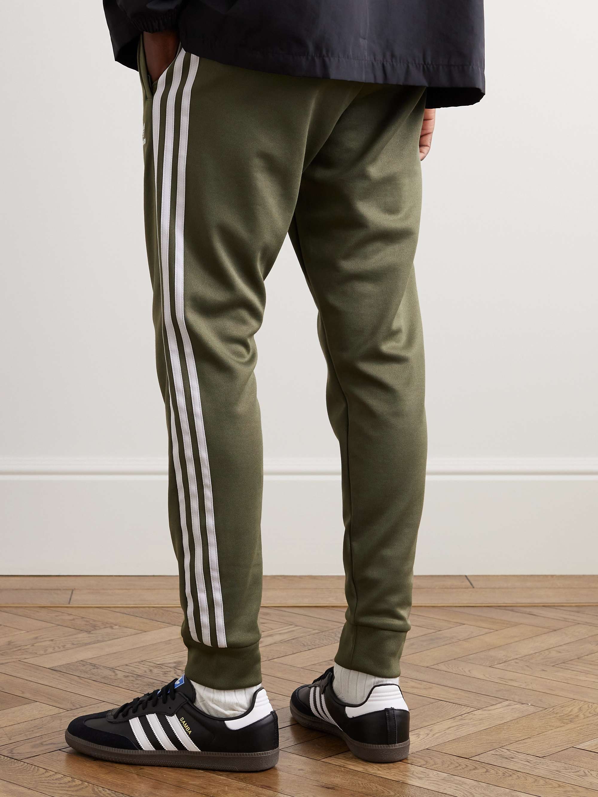 Tapered Logo-Embroidered Striped Recycled Jersey Sweatpants