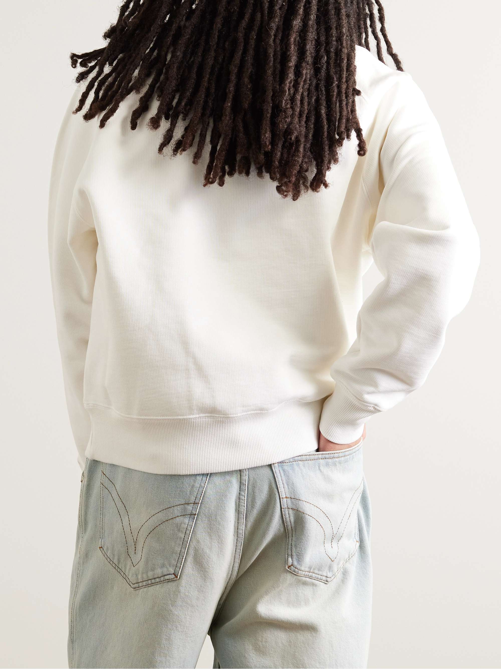 AMI PARIS Logo-Embroidered Cotton-Jersey Sweatshirt