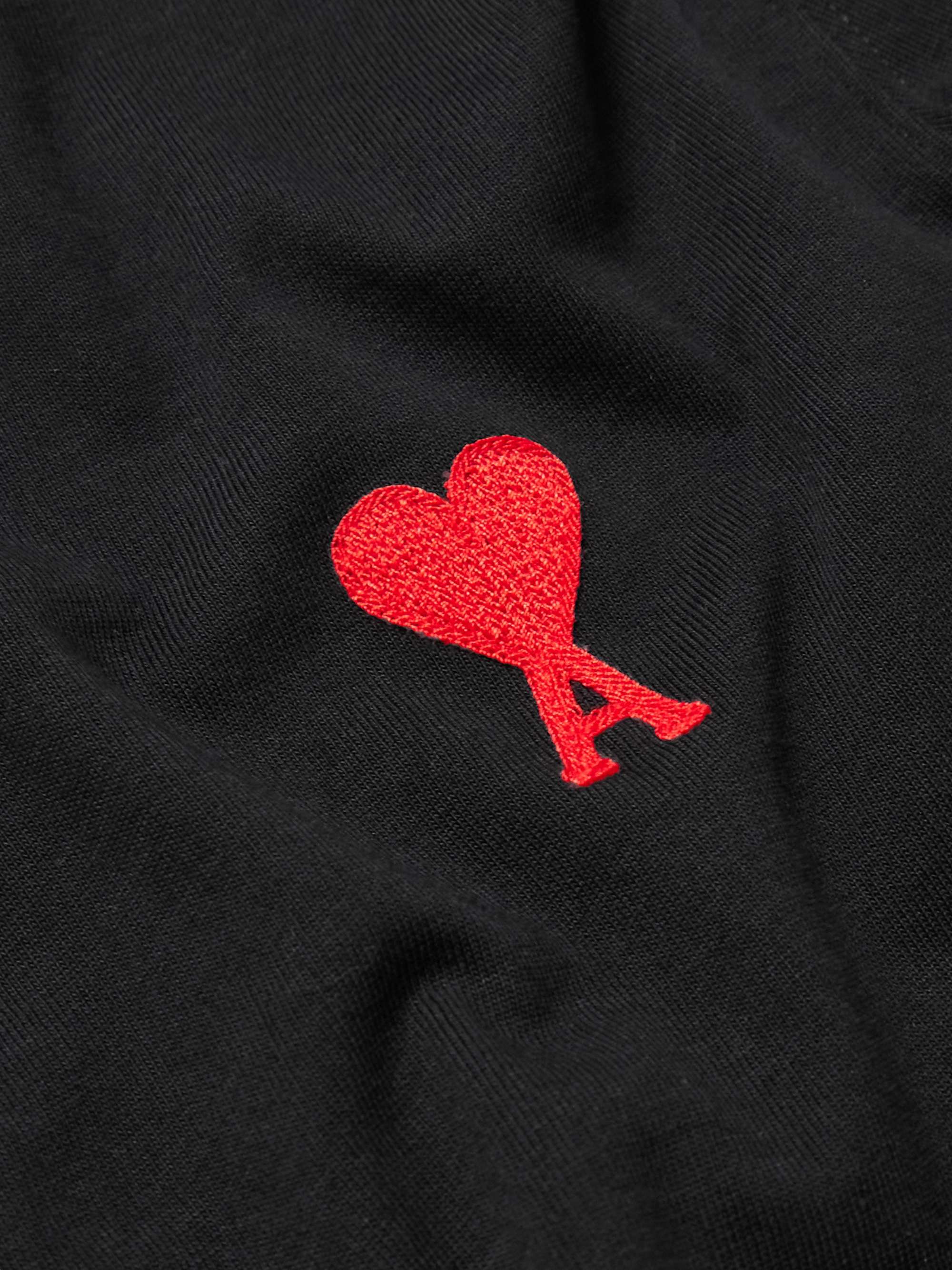 AMI PARIS Logo-Embroidered Cotton-Jersey T-Shirt
